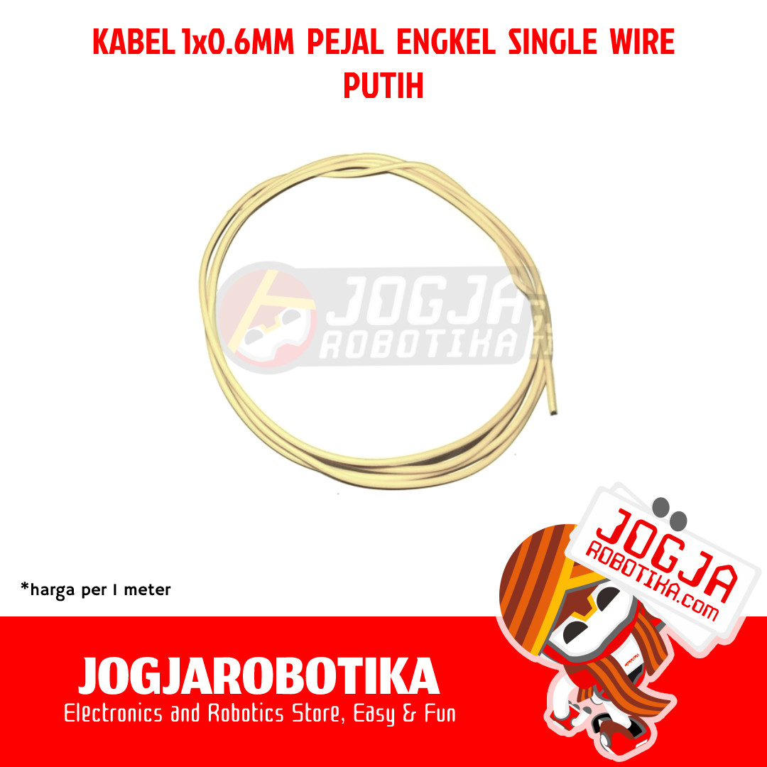 Kabel 1x0.6mm Pejal Single Wire - Putih