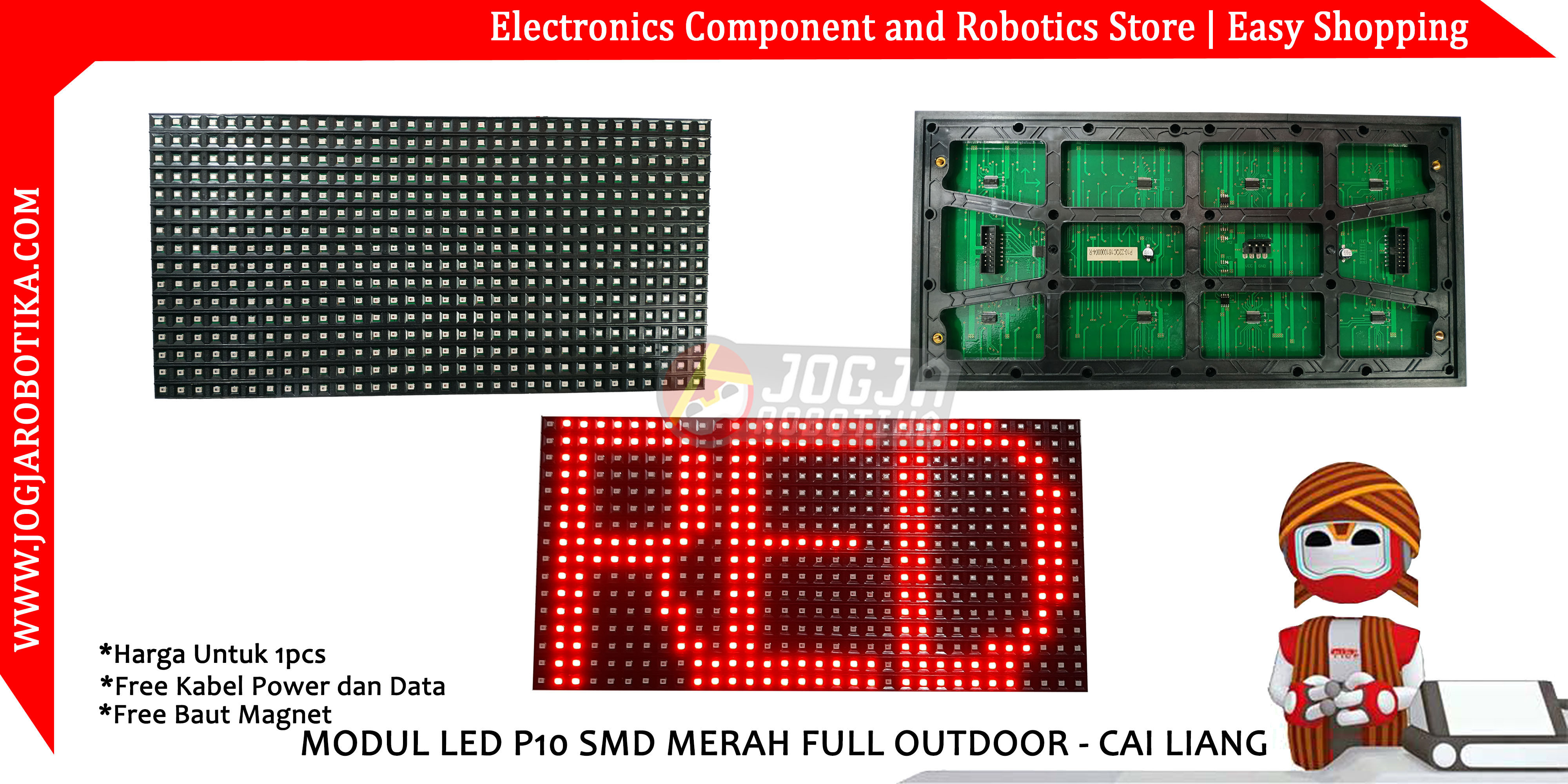 MODUL LED P10 SMD MERAH FULL OUTDOOR - CAI LIANG