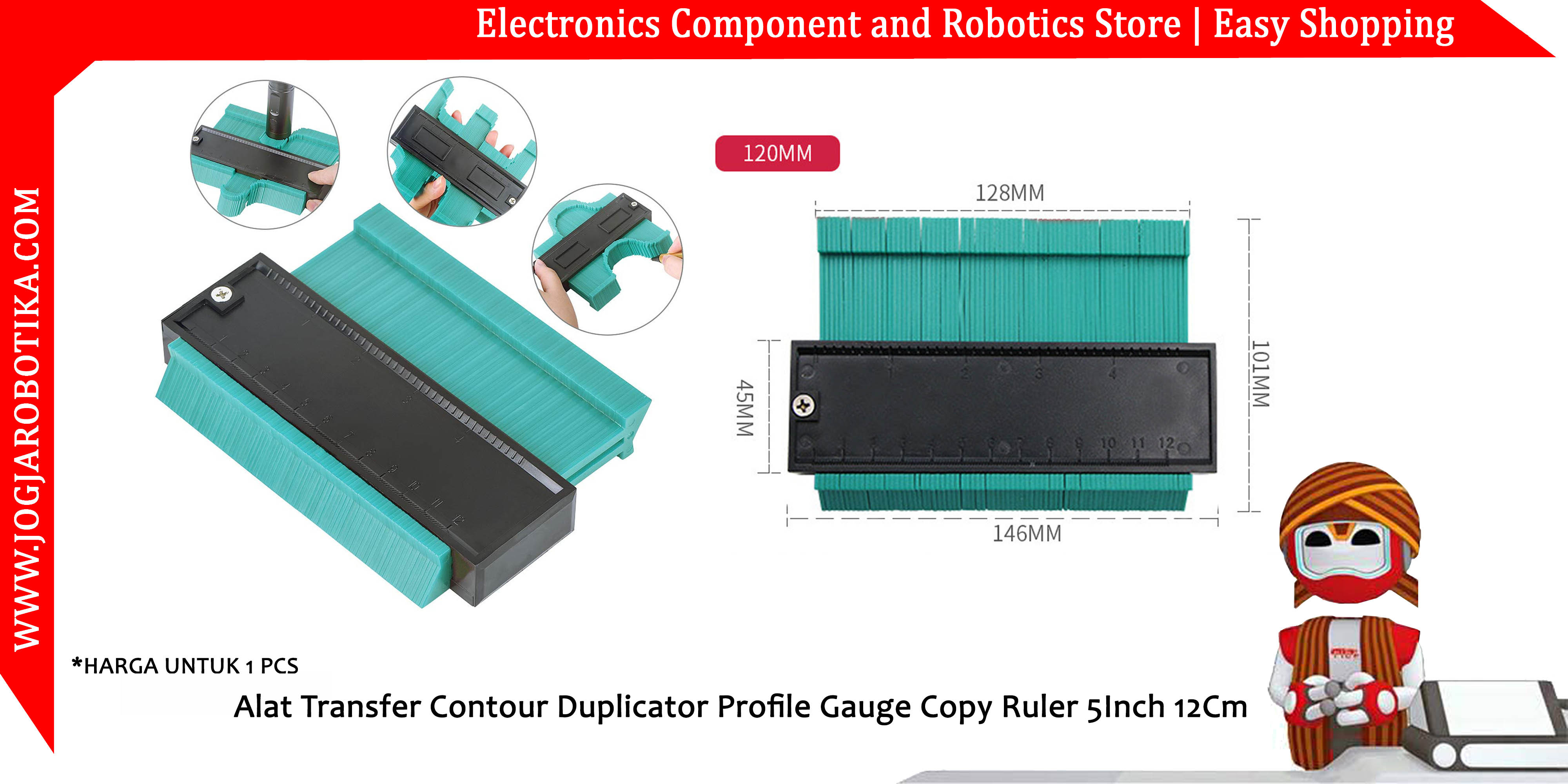 Alat Transfer Contour Duplicator Profile Gauge Copy Ruler 5Inch 12Cm