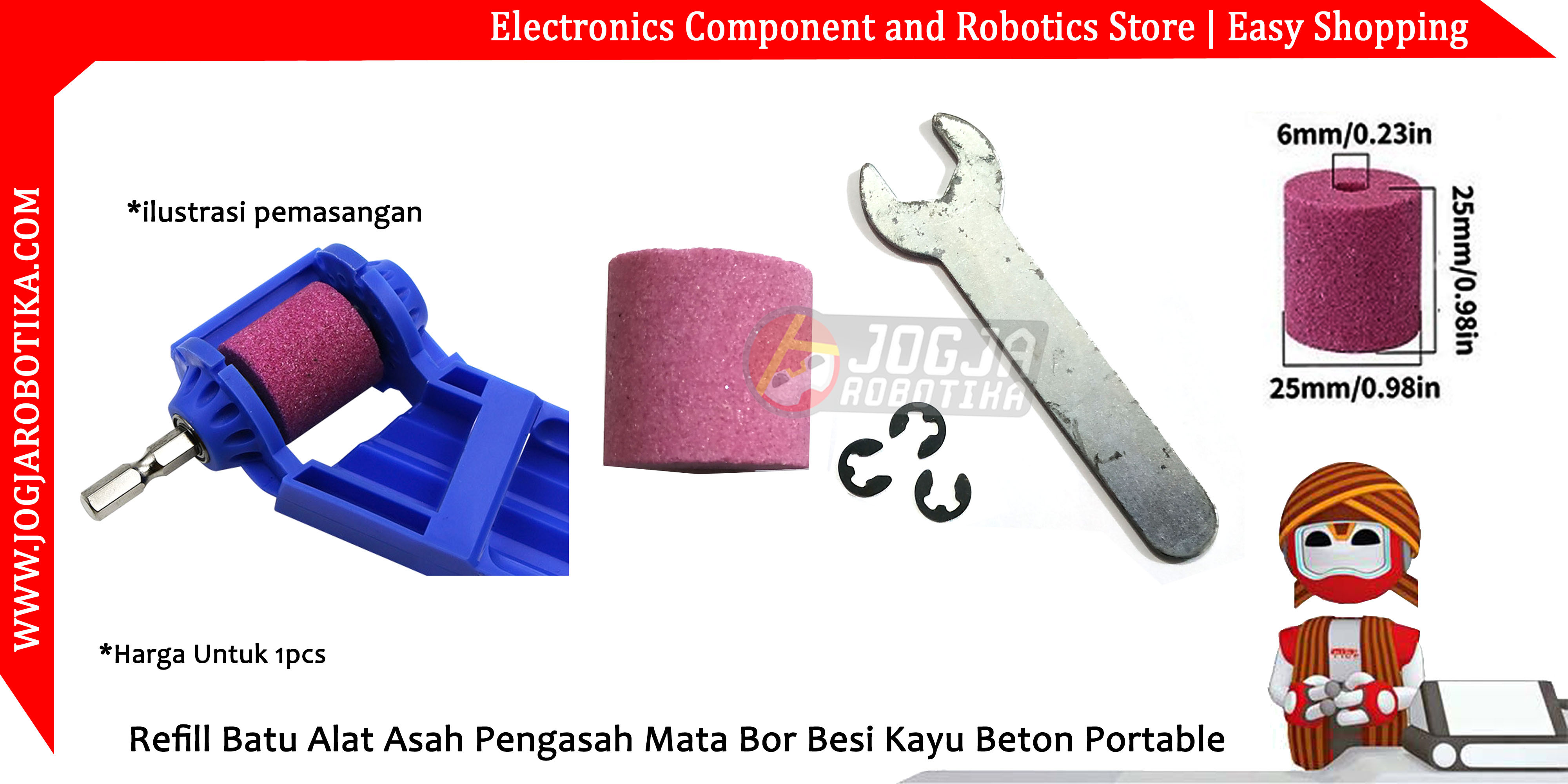 Refill Batu Alat Asah Pengasah Mata Bor Besi Kayu Beton Portable