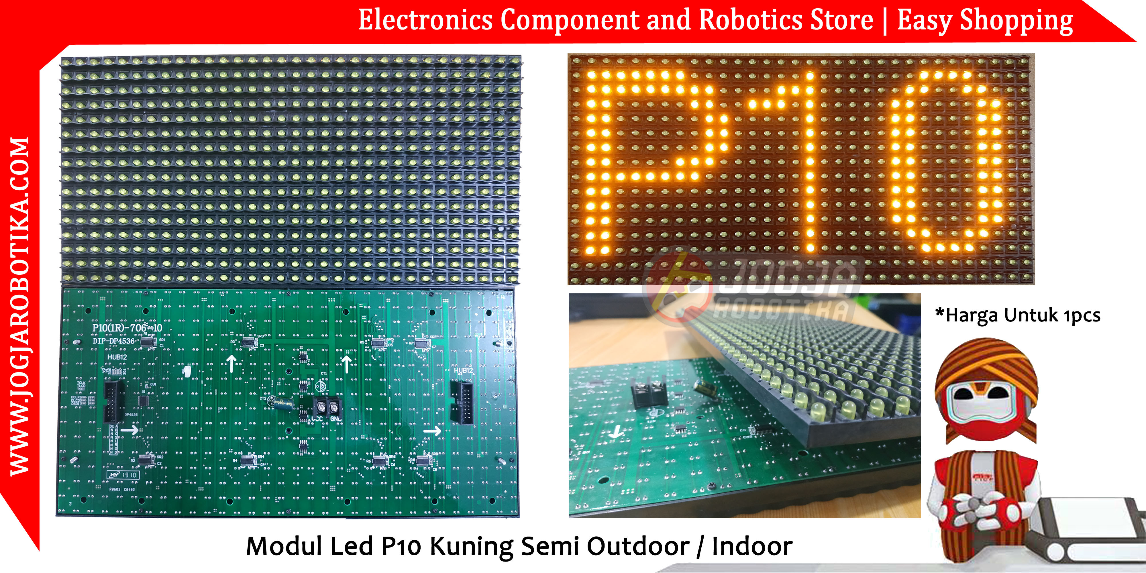 Modul Led P10 Kuning (Semi Outdoor)