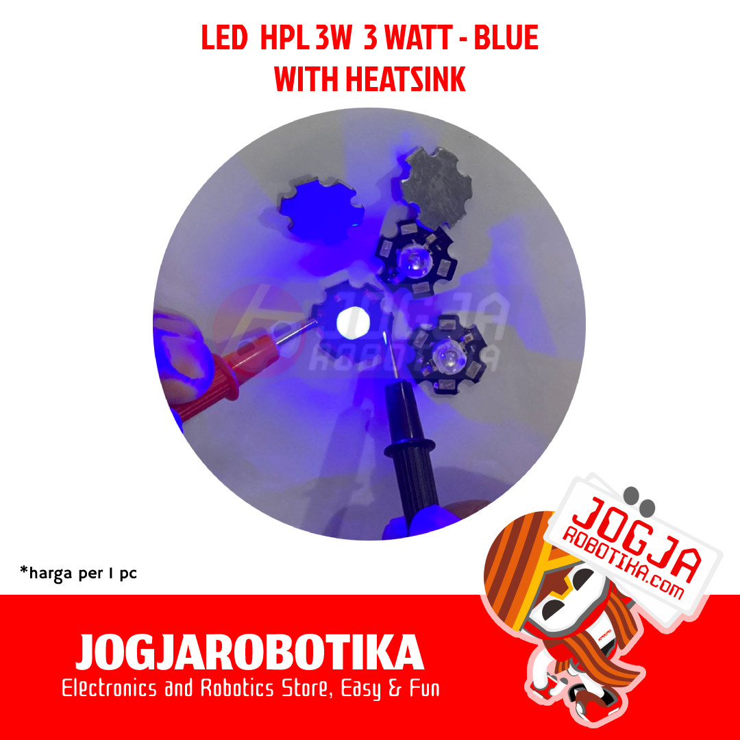 LED HPL HIGH POWER LED 3W 3 WATT - BLUE BIRU+HEATSINK