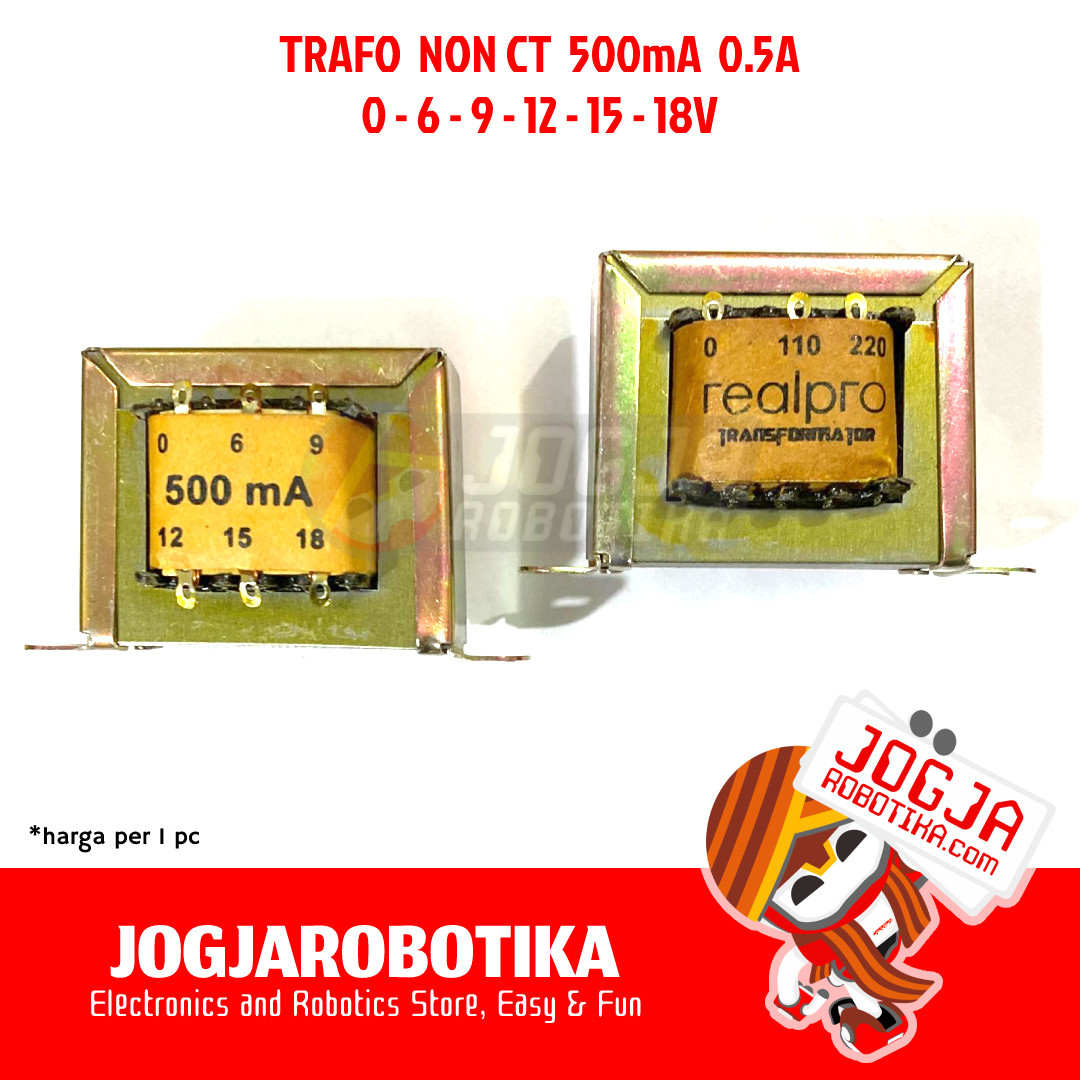 Trafo Travo 500mA 0.5A non CT Engkel Transformator 0-18V