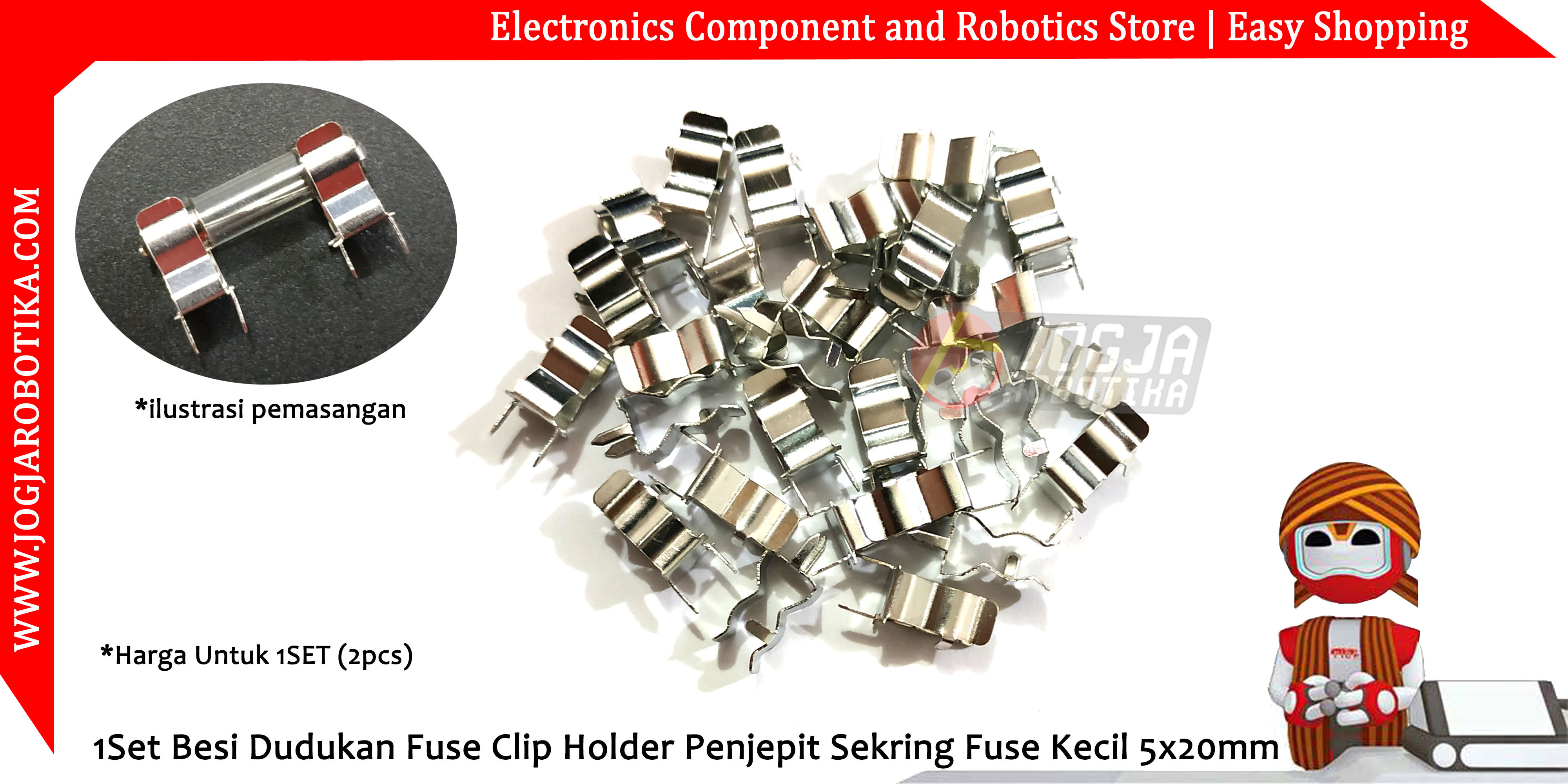 1Set Besi Dudukan Fuse Clip Holder Penjepit Sekring Fuse Kecil 5x20mm