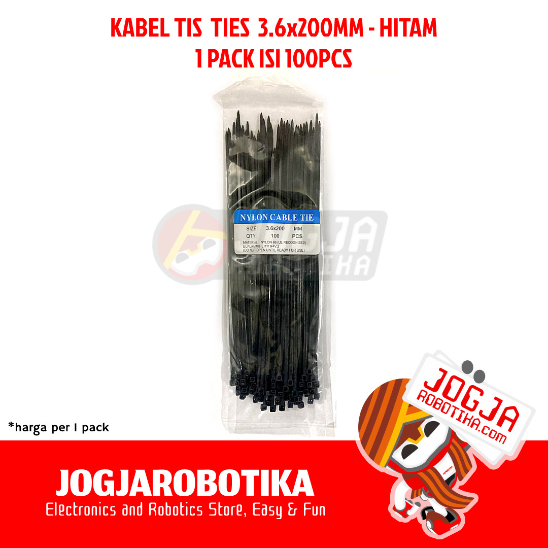 KABEL TIS CABLE TIES 1PACK ISI 100PCS - (3.6*200)MM HITAM