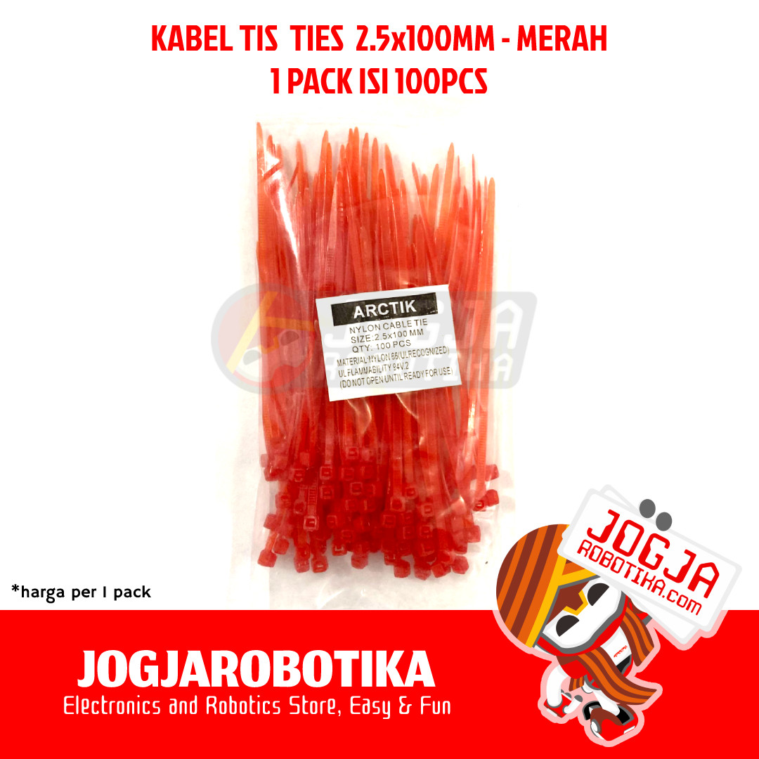 KABEL TIS CABLE TIES 2.5X100MM 1PACK 100PCS  - MERAH