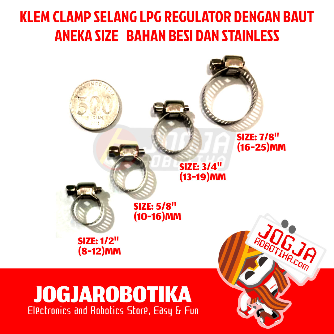 KLEM CLAMP SELANG LPG REGULATOR BESI STAINLESS STEEL  - 3/4" (13-19)MM