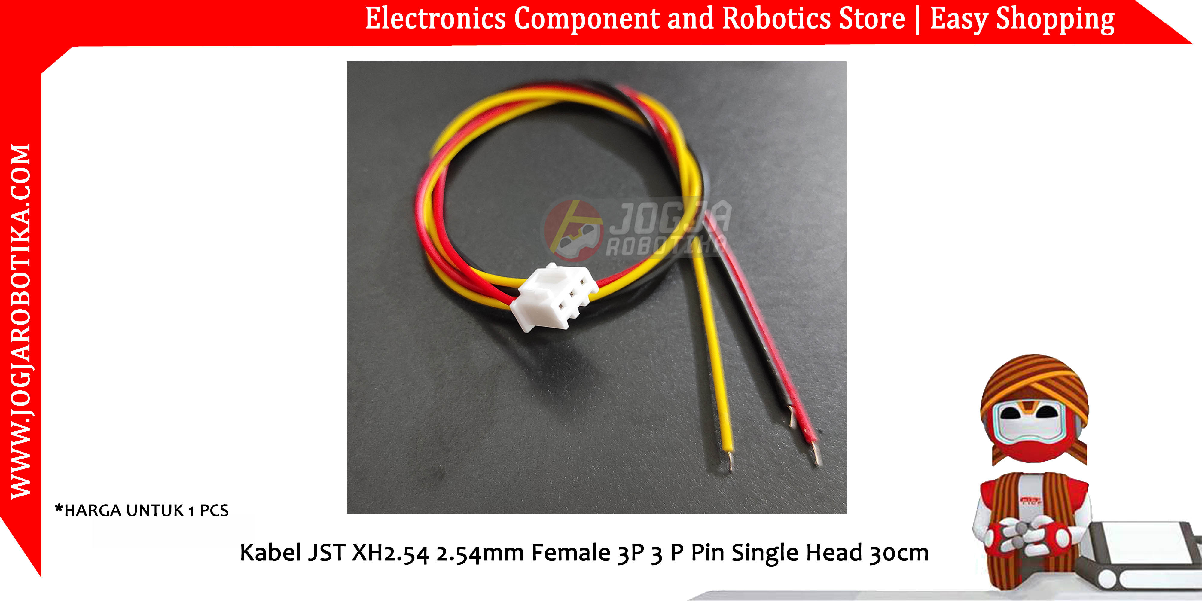 Kabel JST XH2.54 2.54mm Female 3P 3 P Pin Single Head 30cm