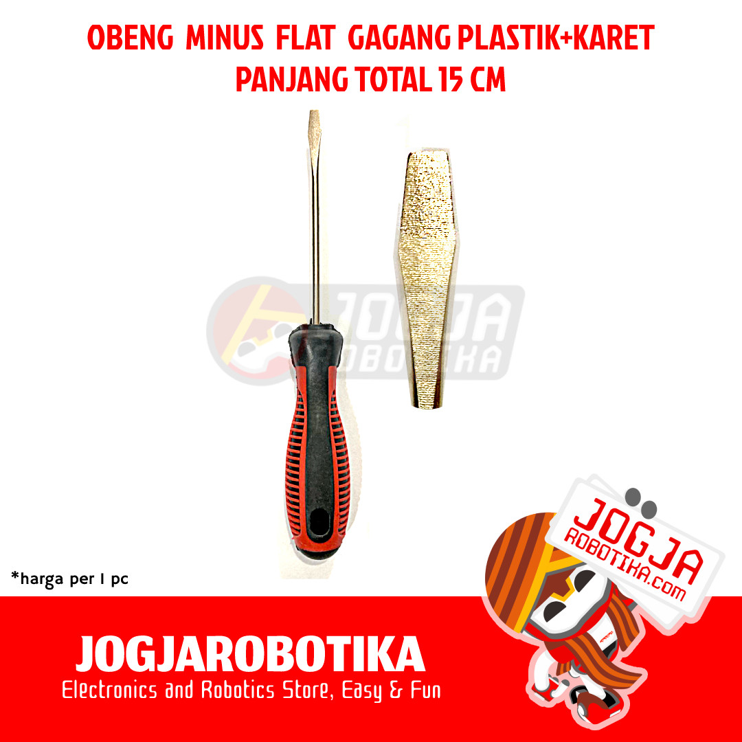OBENG MINUS FLAT GAGANG PLASTIK+KARET - JENIS MINUS (-)