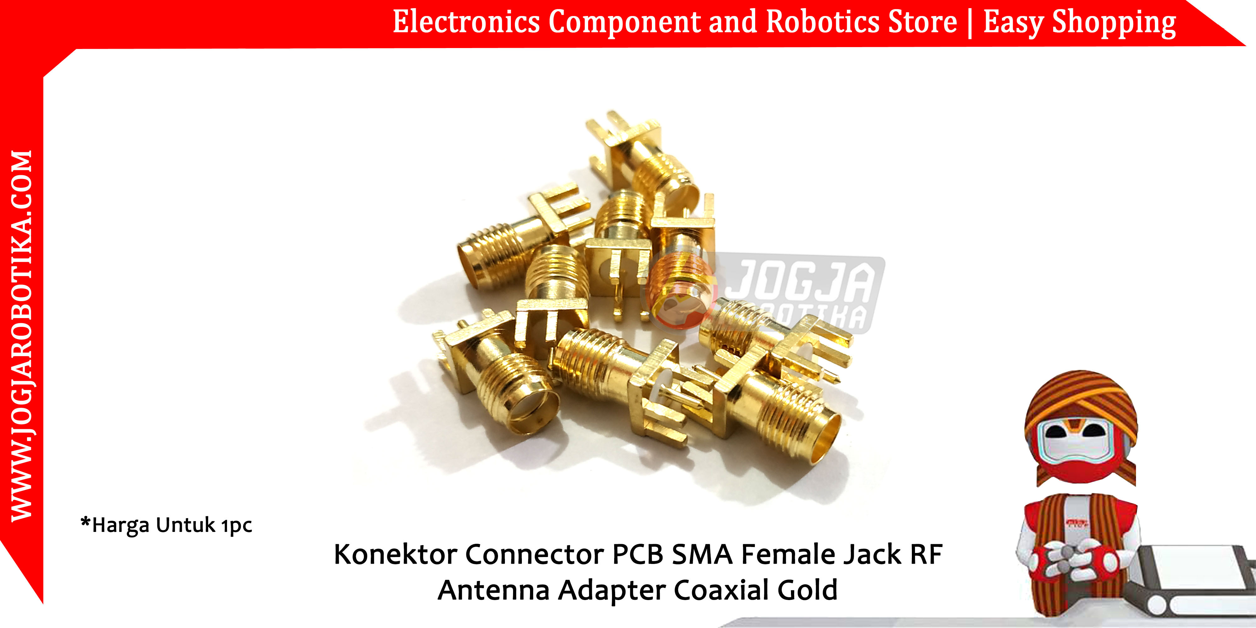 Konektor Connector PCB SMA Female Jack RF Antenna Adapter Coaxial Gold