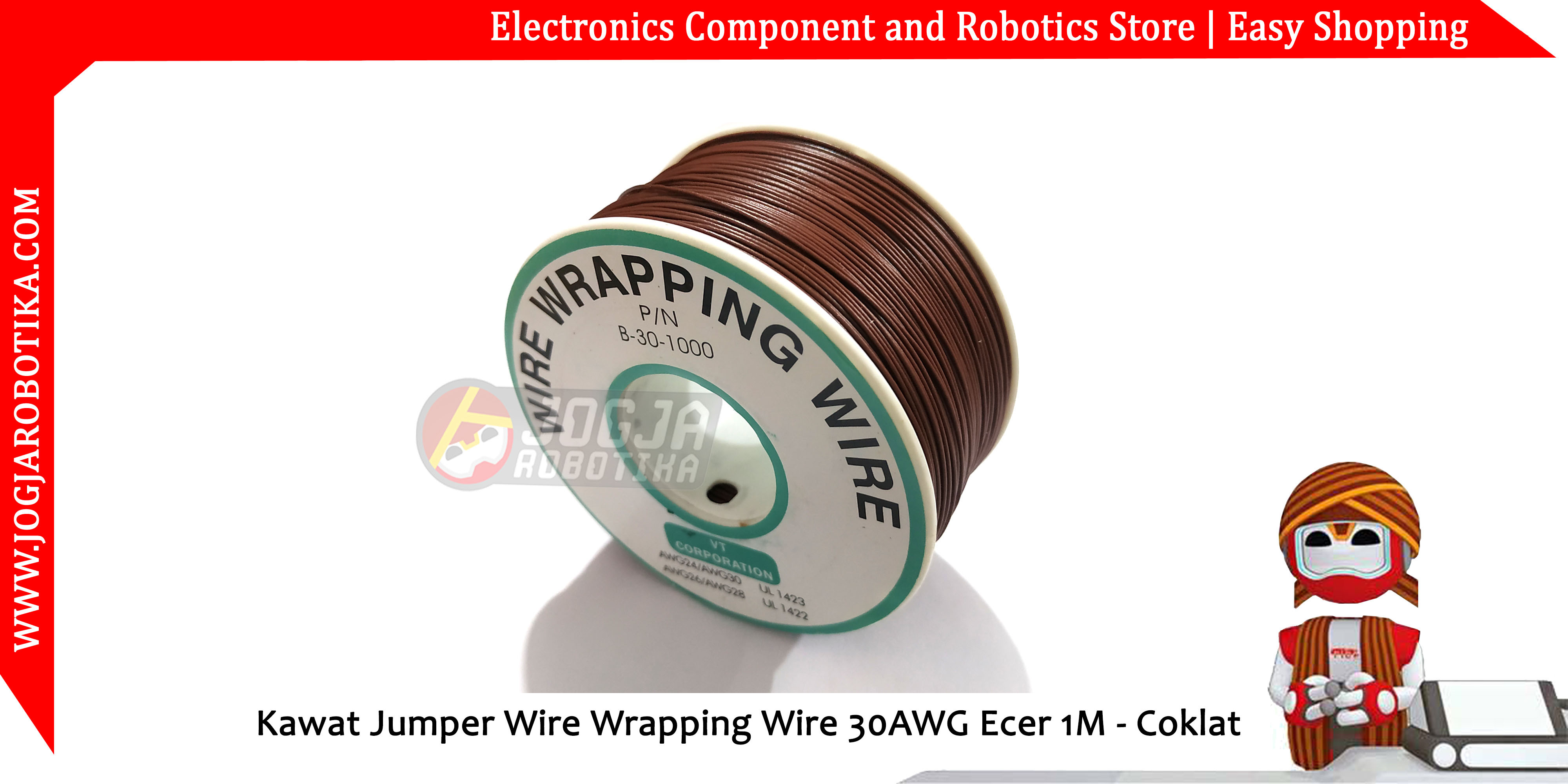 Kawat Jumper Wire Wrapping Wire 30AWG Ecer 1M - Coklat