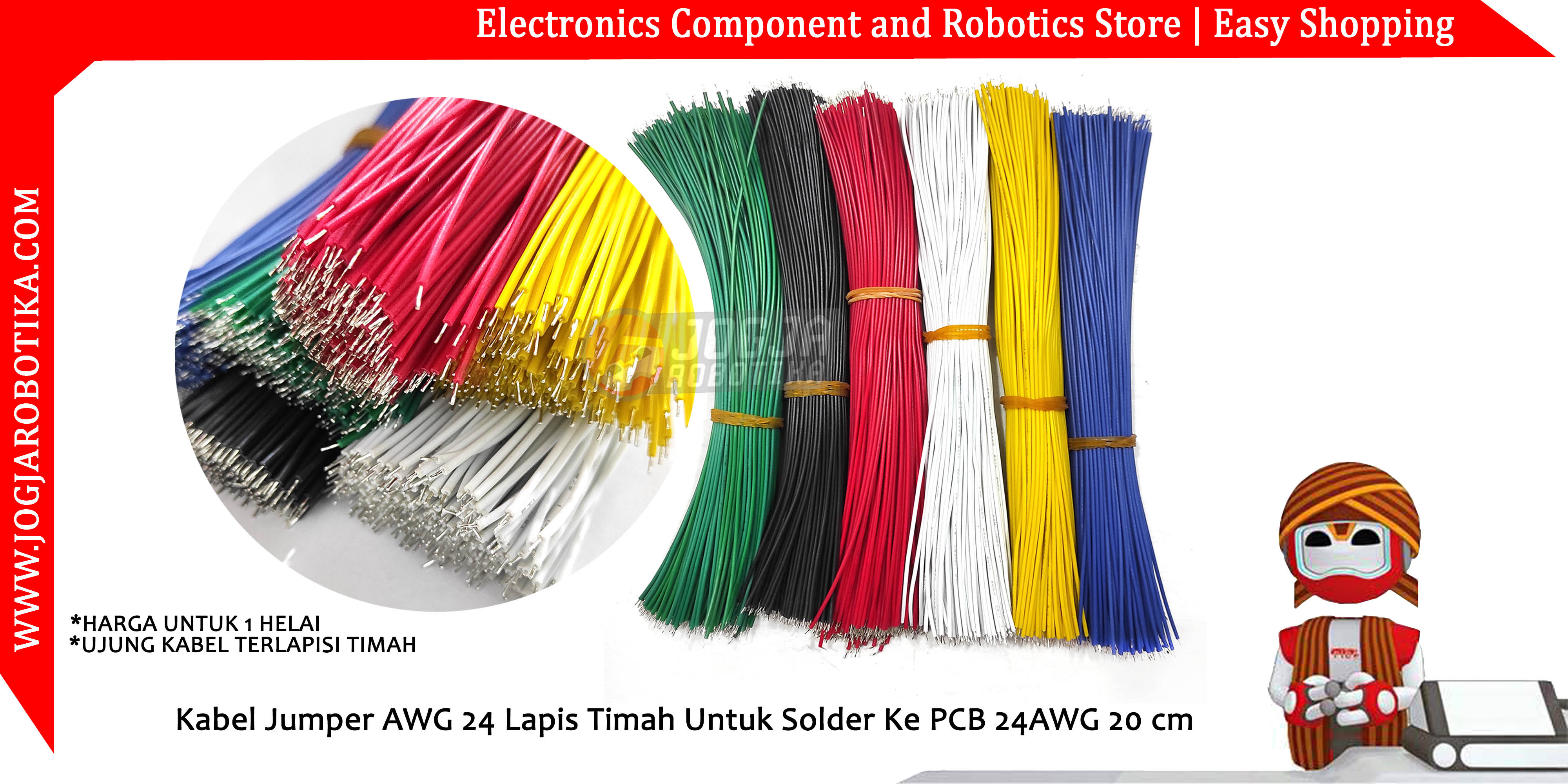 Kabel Jumper AWG 24 Lapis Timah Untuk Solder Ke PCB 24AWG 20 cm-Biru