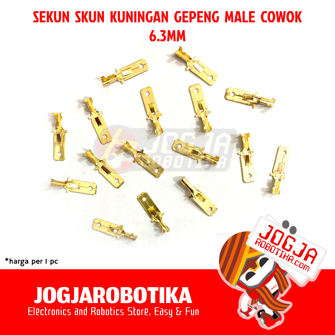 SEKUN SKUN KUNINGAN GEPENG MALE COWOK 6,3MM 1PC SEKUN SKUN MALE GEPENG