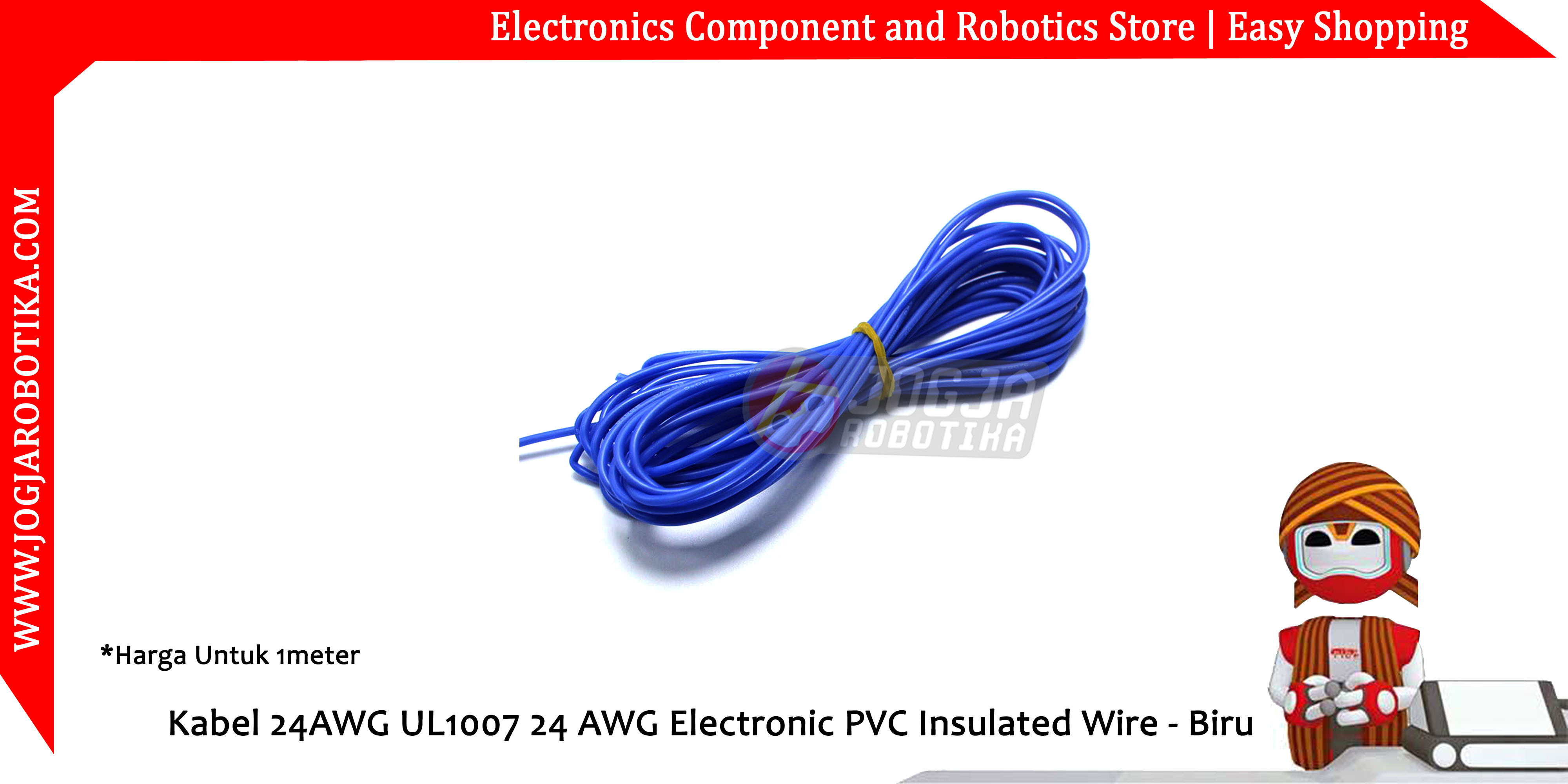 Kabel 24AWG UL1007 24 AWG Electronic PVC Insulated Wire - Biru