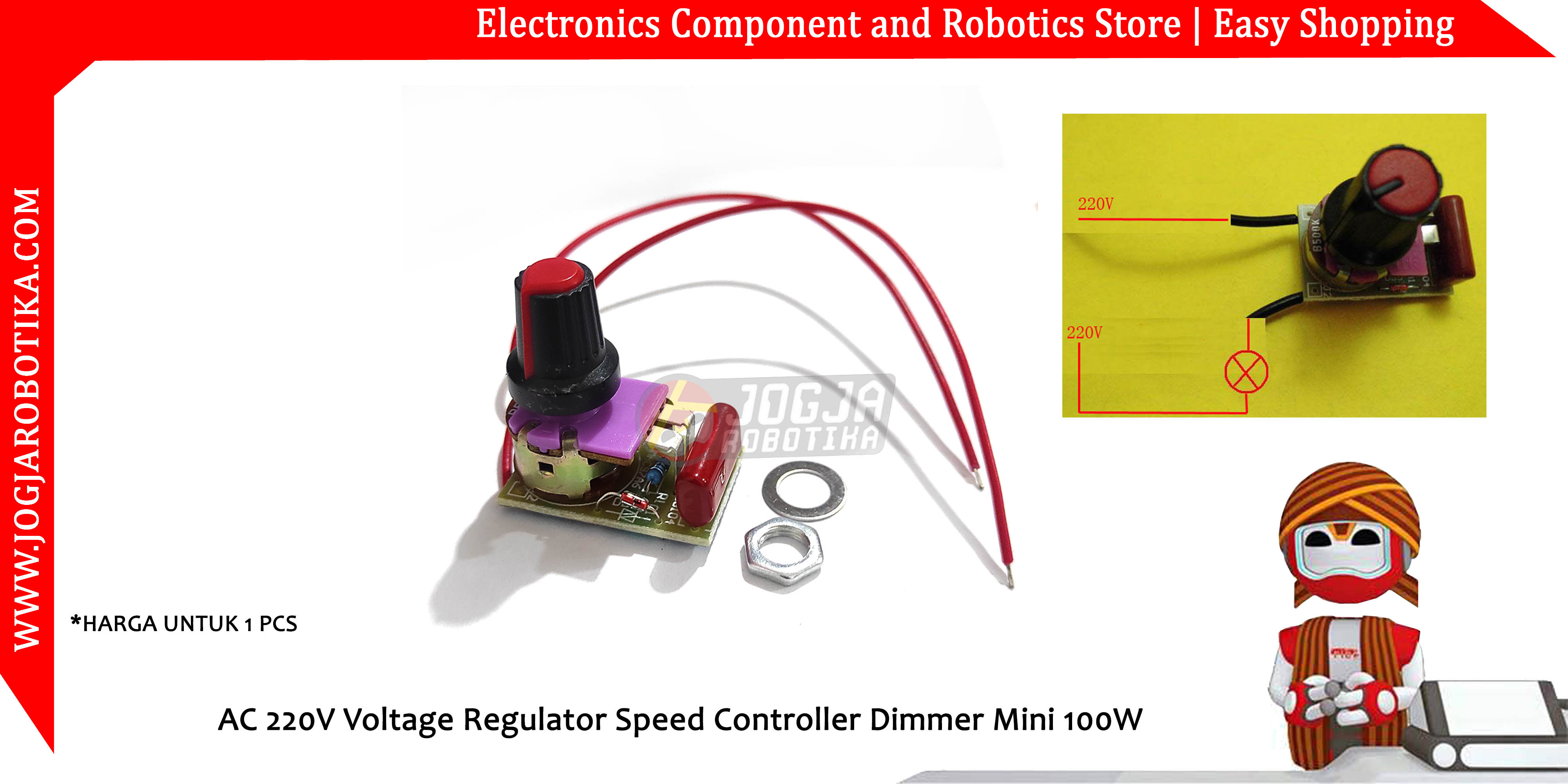 AC 220V Voltage Regulator Speed Controller Dimmer Mini 100W