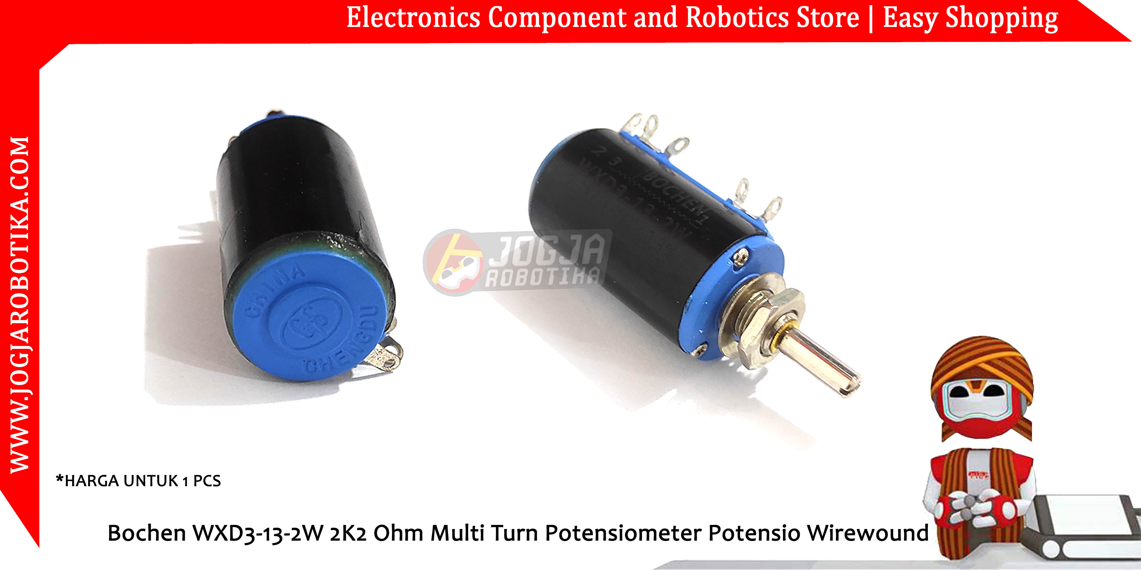 Bochen WXD3-13-2W 2K2 Ohm Multi Turn Potensiometer Potensio Wirewound