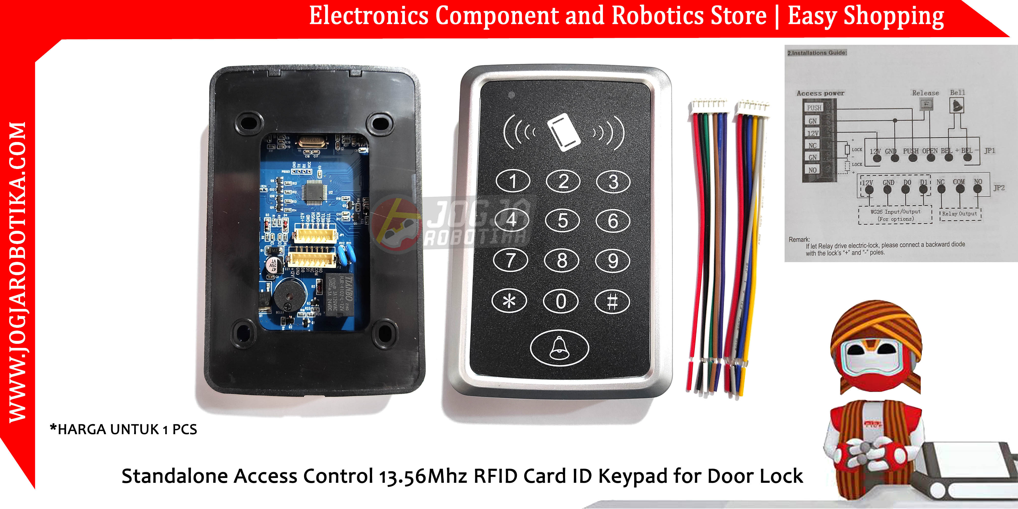 Standalone Access Control 13.56Mhz RFID Card EM ID Keypad for Door Lock