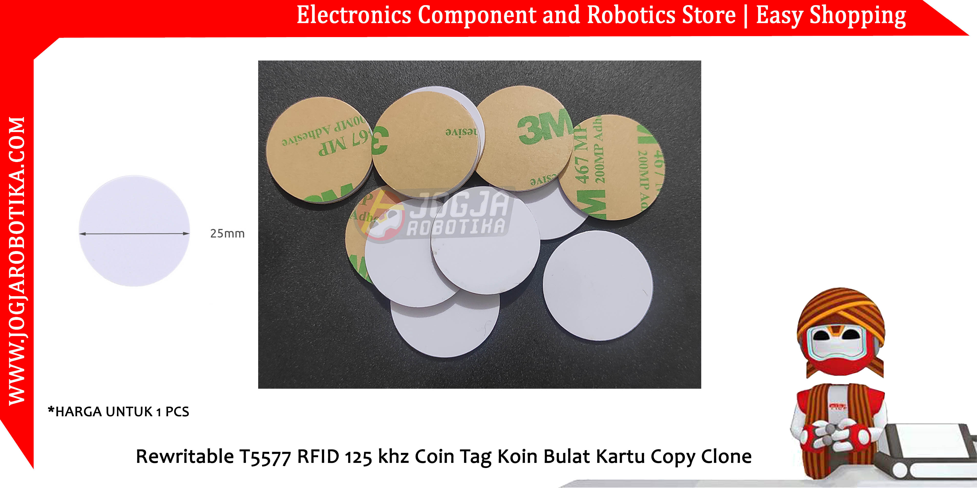 Rewritable T5577 RFID 125 khz Coin Tag Koin Bulat Kartu Copy Clone