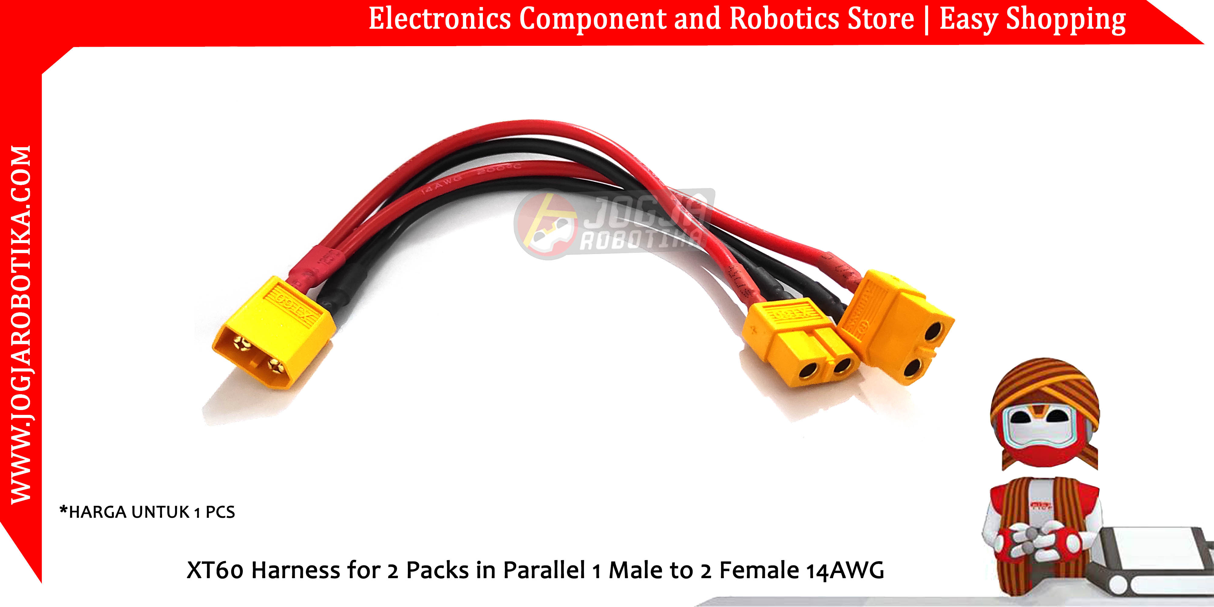 XT60 Harness for 2 Packs in Parallel 1 Male to 2 Female 14AWG
