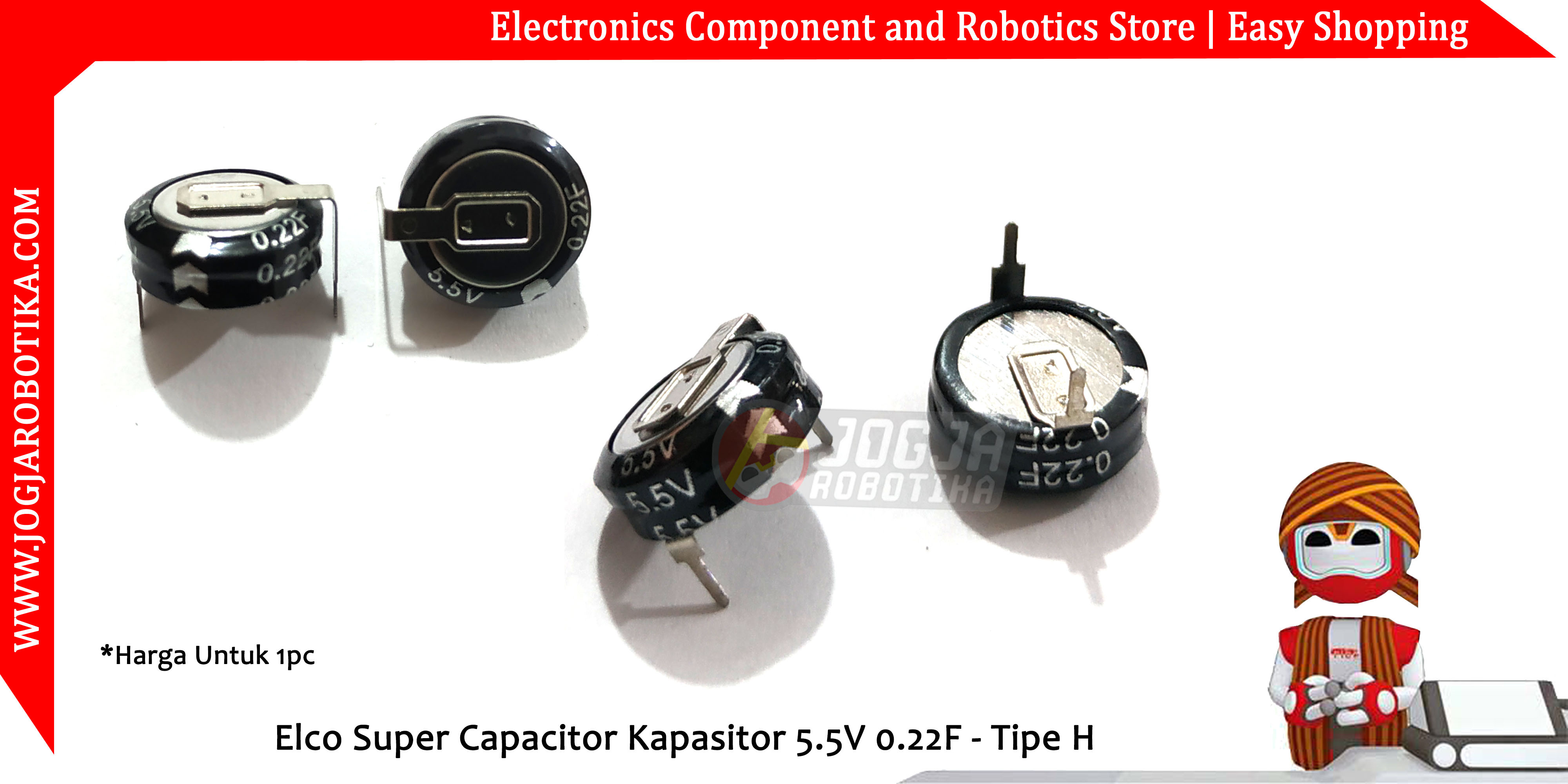 Elco Super Capacitor Kapasitor 5.5V 0.22F - Tipe H