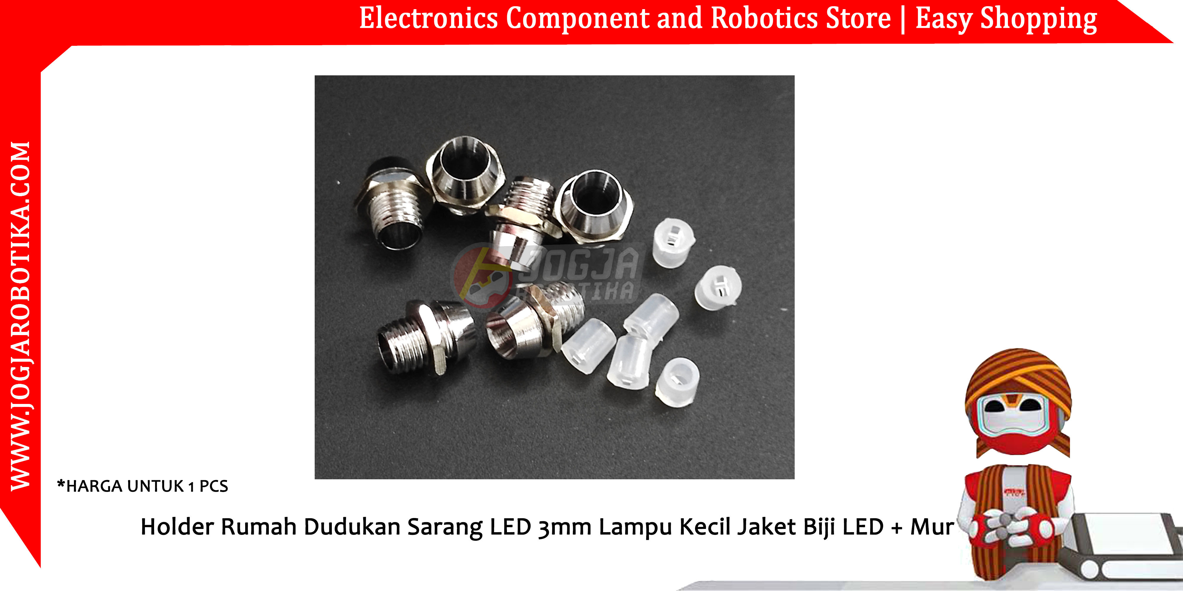 Holder Rumah Dudukan Sarang LED 3mm Lampu Kecil Jaket Biji LED + Mur