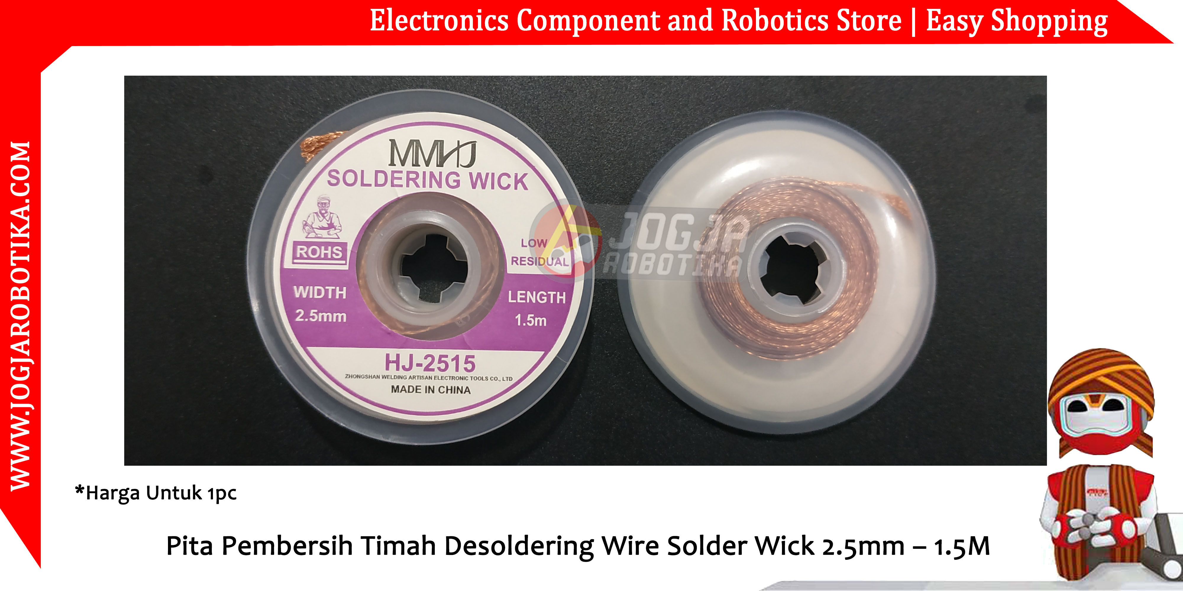 Pita Pembersih Timah Desoldering Wire Solder Wick 2.5mm – 1.5M