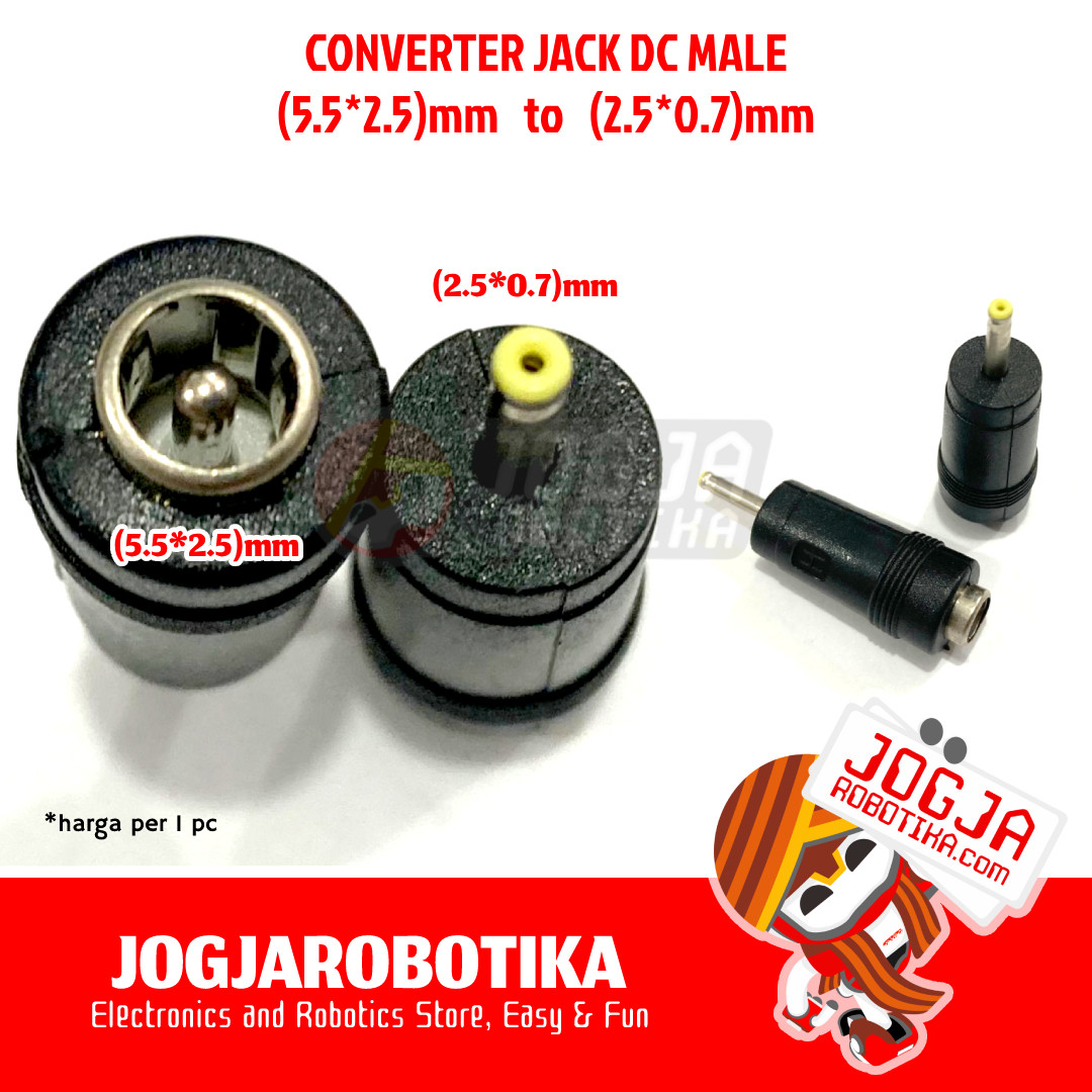 CONVERTER JACK DC ADAPTOR CHARGER MALE (5.5*2.5)MM JADI KECIL - (2.5*0.7)mm