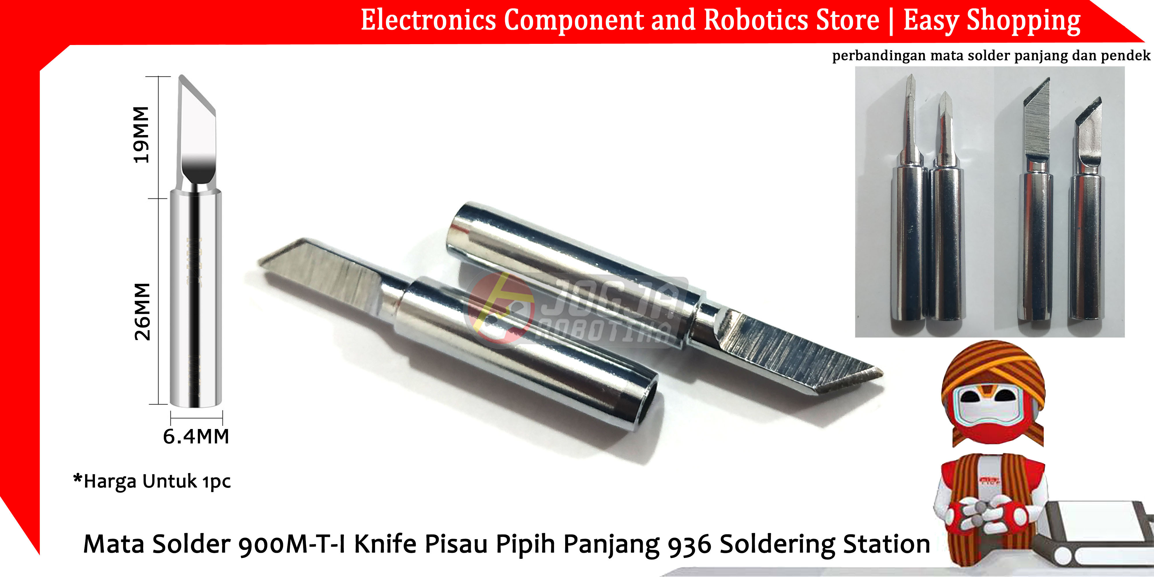 Mata Solder 900M-T-I Knife Pisau Pipih Panjang 936 Soldering Station