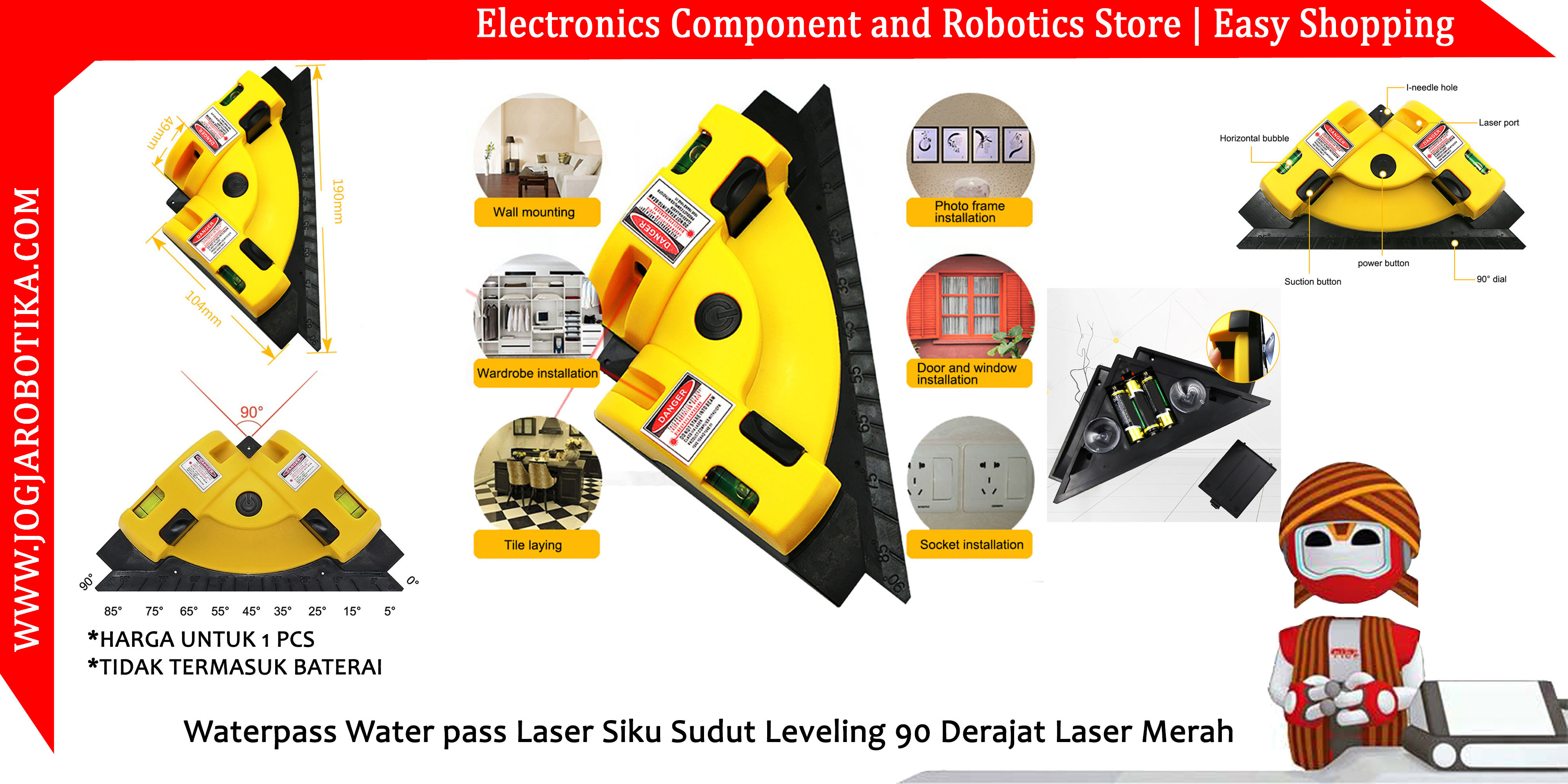 Waterpass Water pass Laser Siku Sudut Leveling 90 Derajat Laser Merah