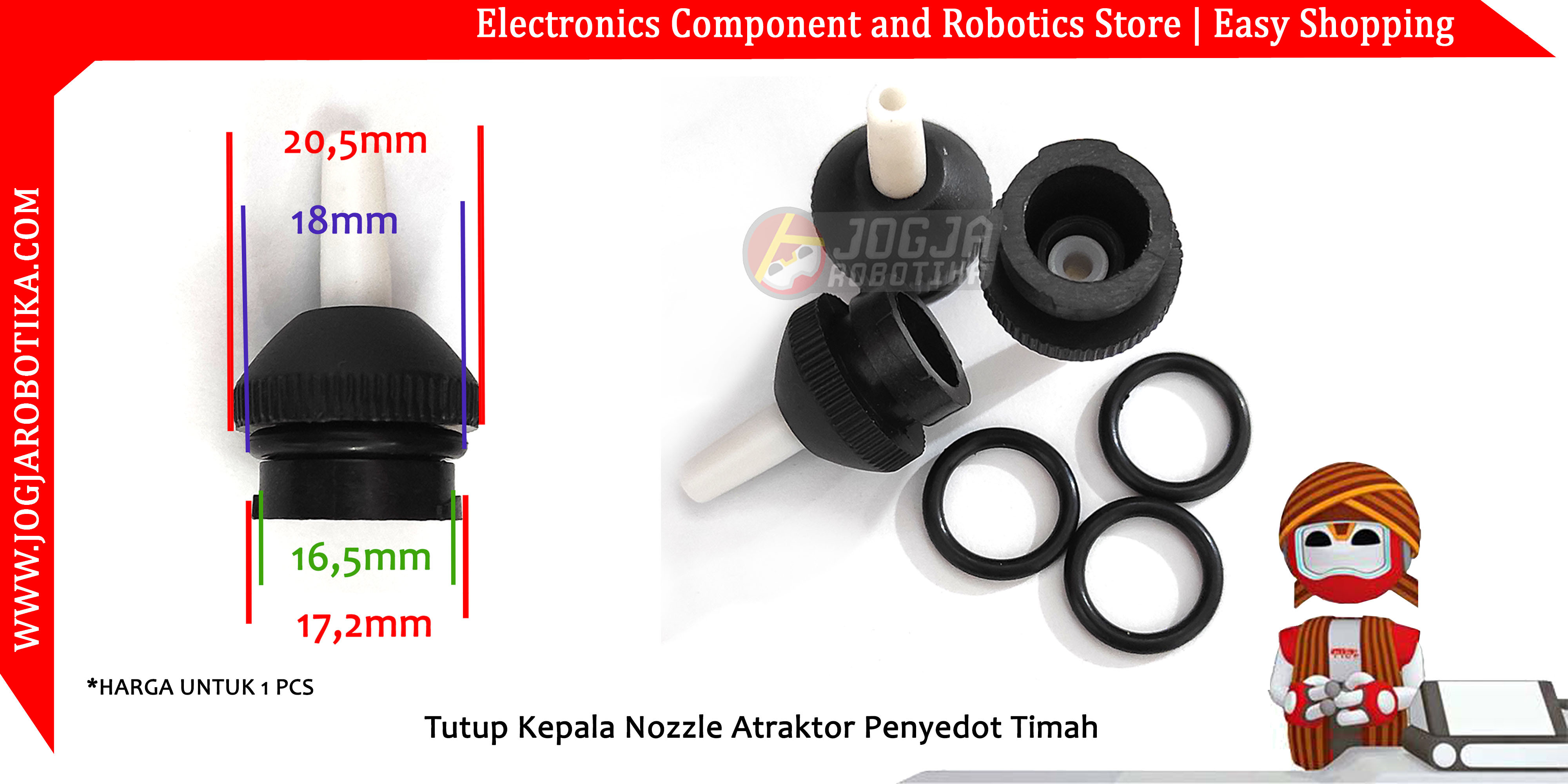 Tutup Kepala Nozzle Atraktor Penyedot Timah