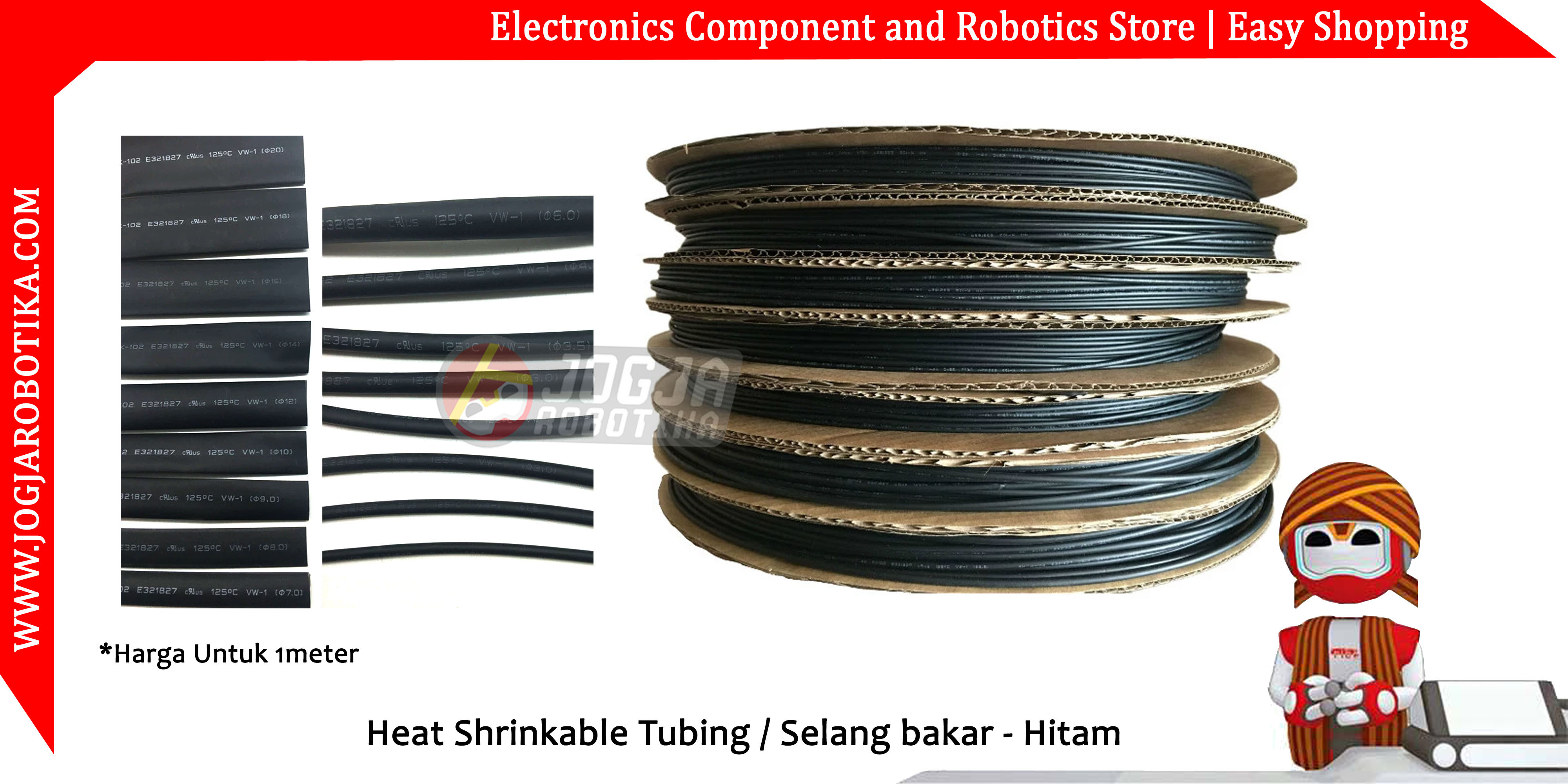 8mm Heat Shrinkable Tubing / Selang bakar - Hitam