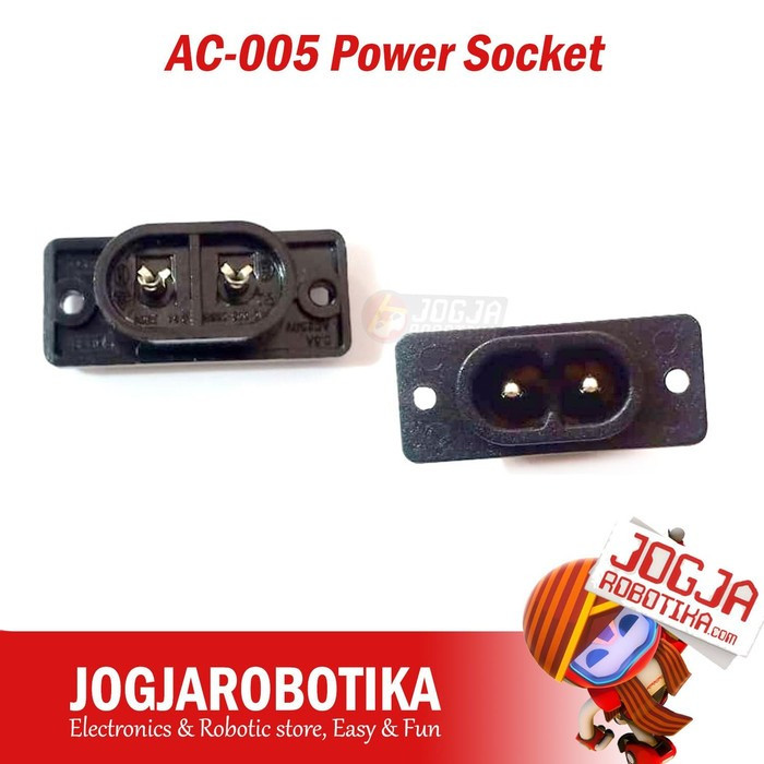 AC-005 Power Socket Soket Angka 8 Switch 2 lubang Kabel Power PLN 220V Colokan Listrik Panel Mount