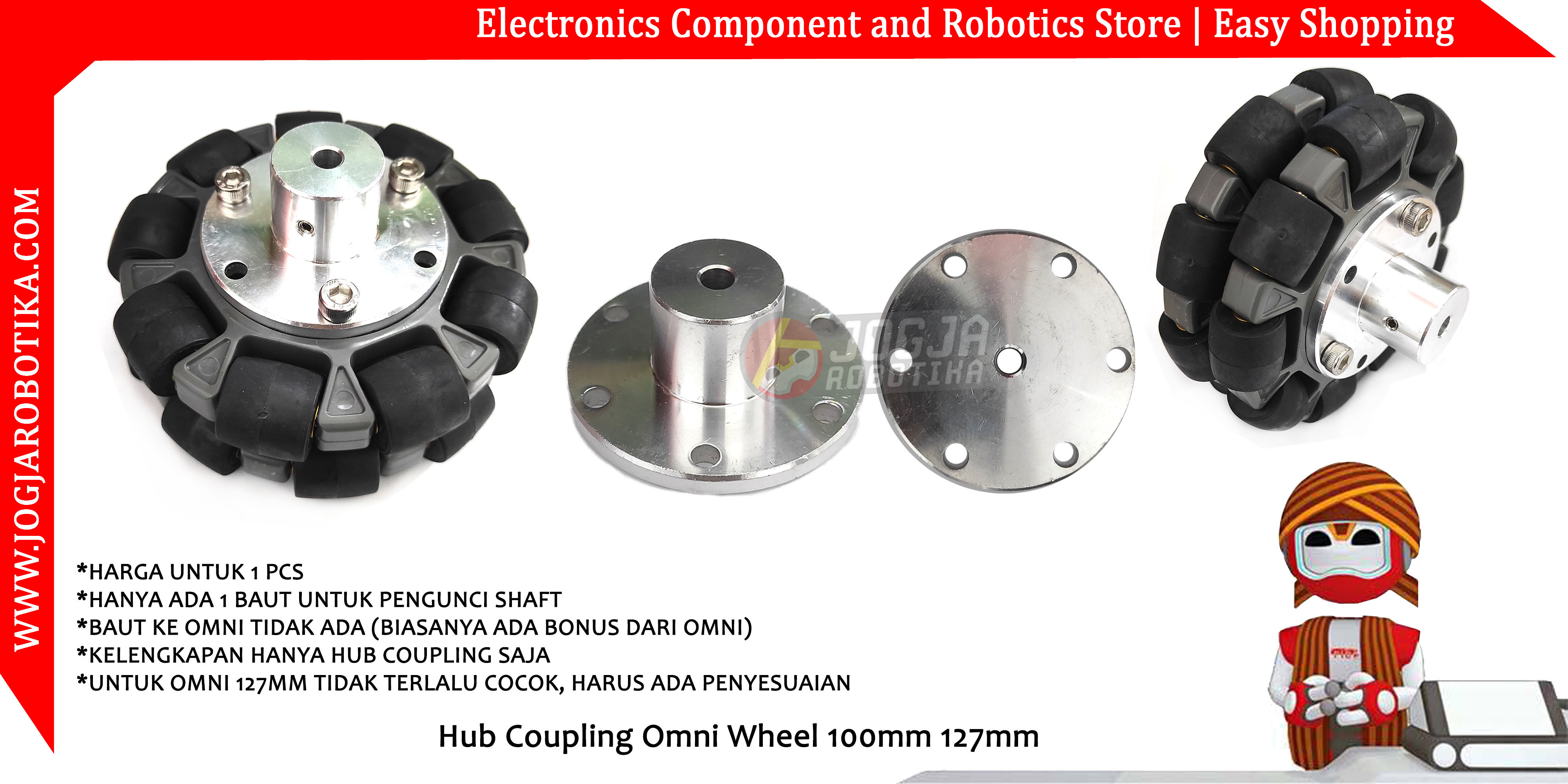 Hub Coupling Omni Wheel 100mm 127mm for 6mm Shaft