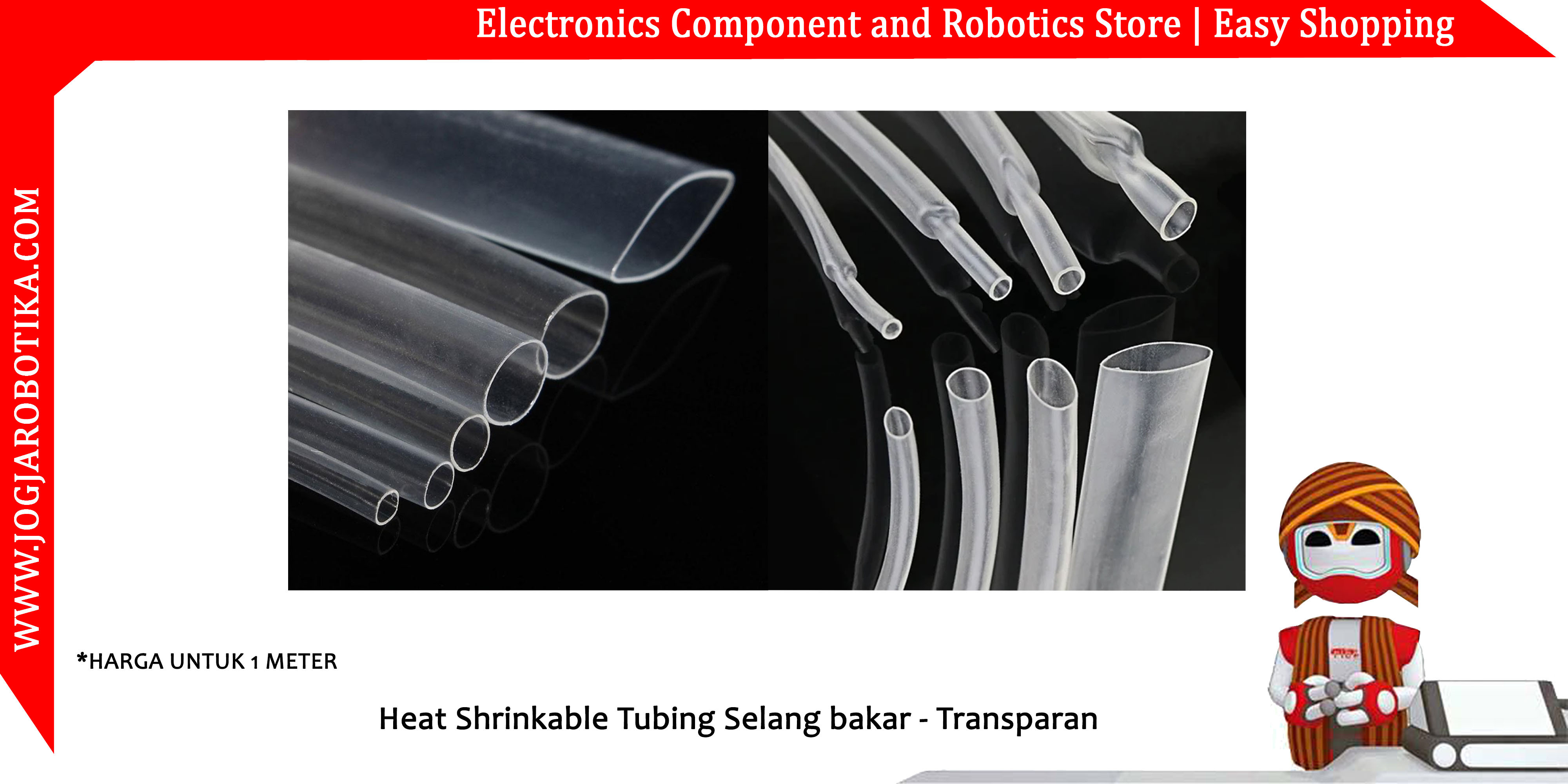 8mm Heat Shrinkable Tubing / Selang bakar-Transparan