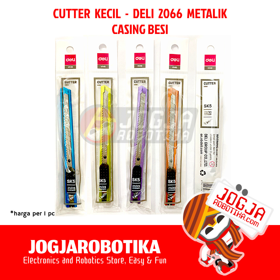 CUTTER KATER PISAU KECIL PEMOTONG KERTAS PEMBUKA PAKET BRAND DELI - 2066 METALLIC