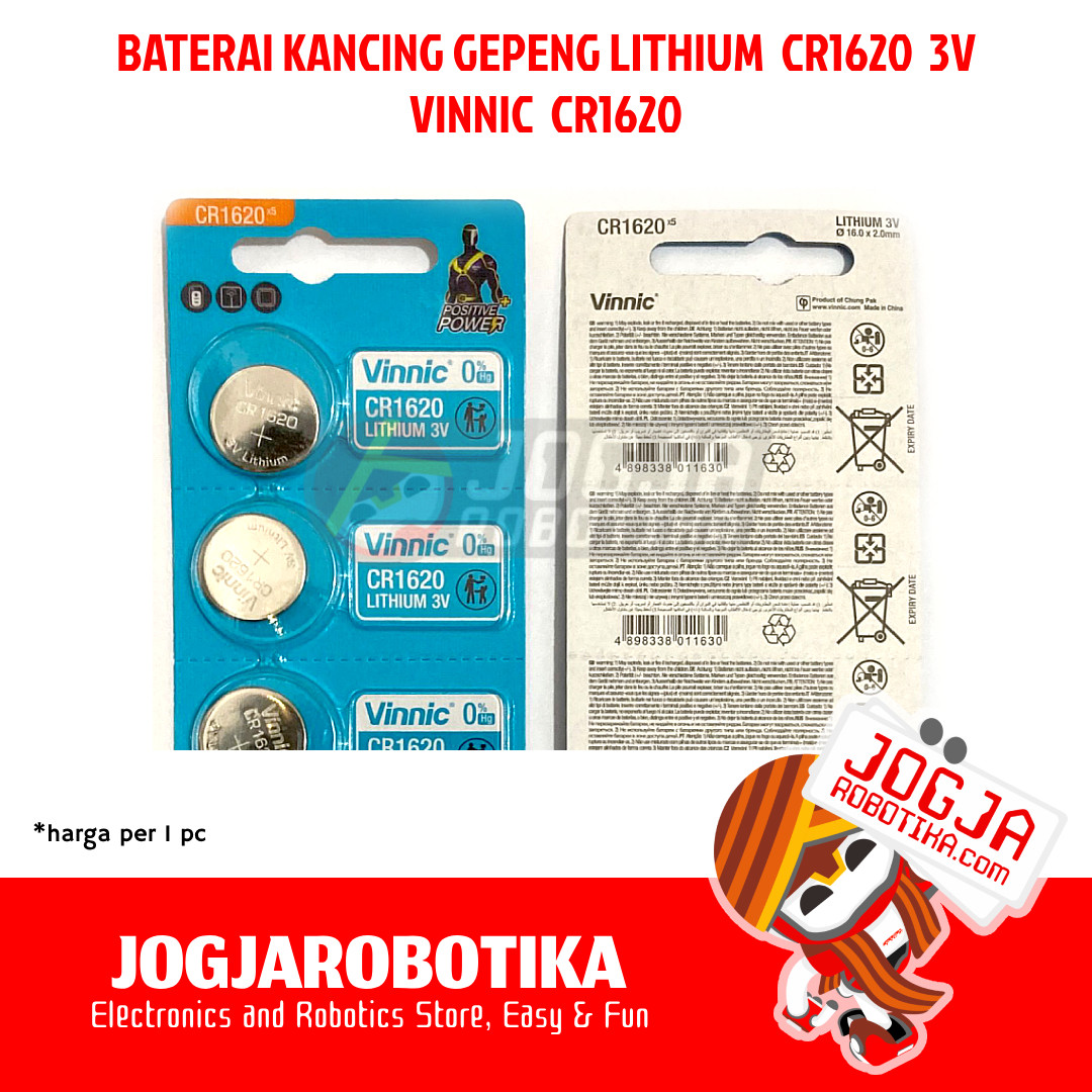 BATERAI BATERE KANCING GEPENG LITHIUM ANEKA MEREK BRAND - CR1620 VINNIC