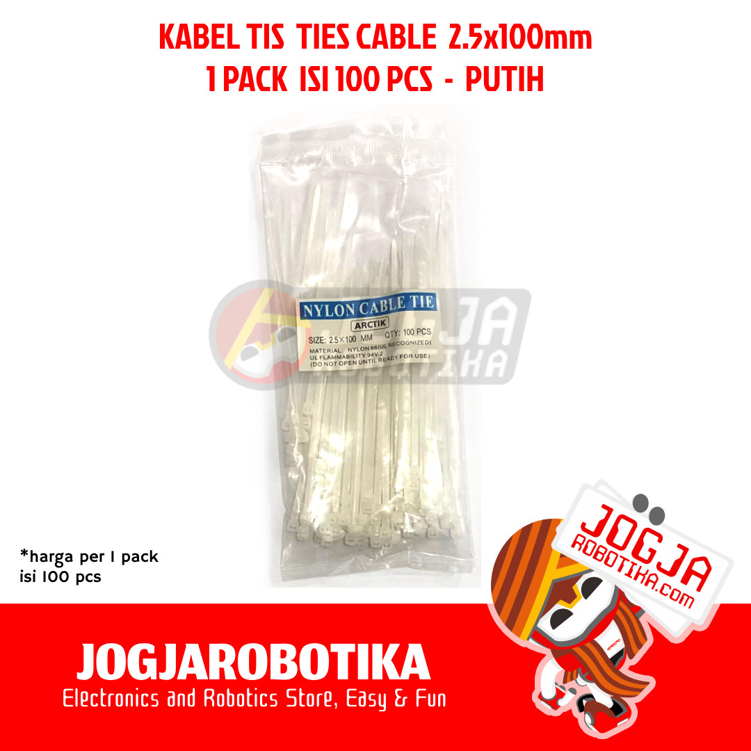 KABEL TIS CABLE TIES 2.5X100MM 1PACK 100PCS  - PUTIH