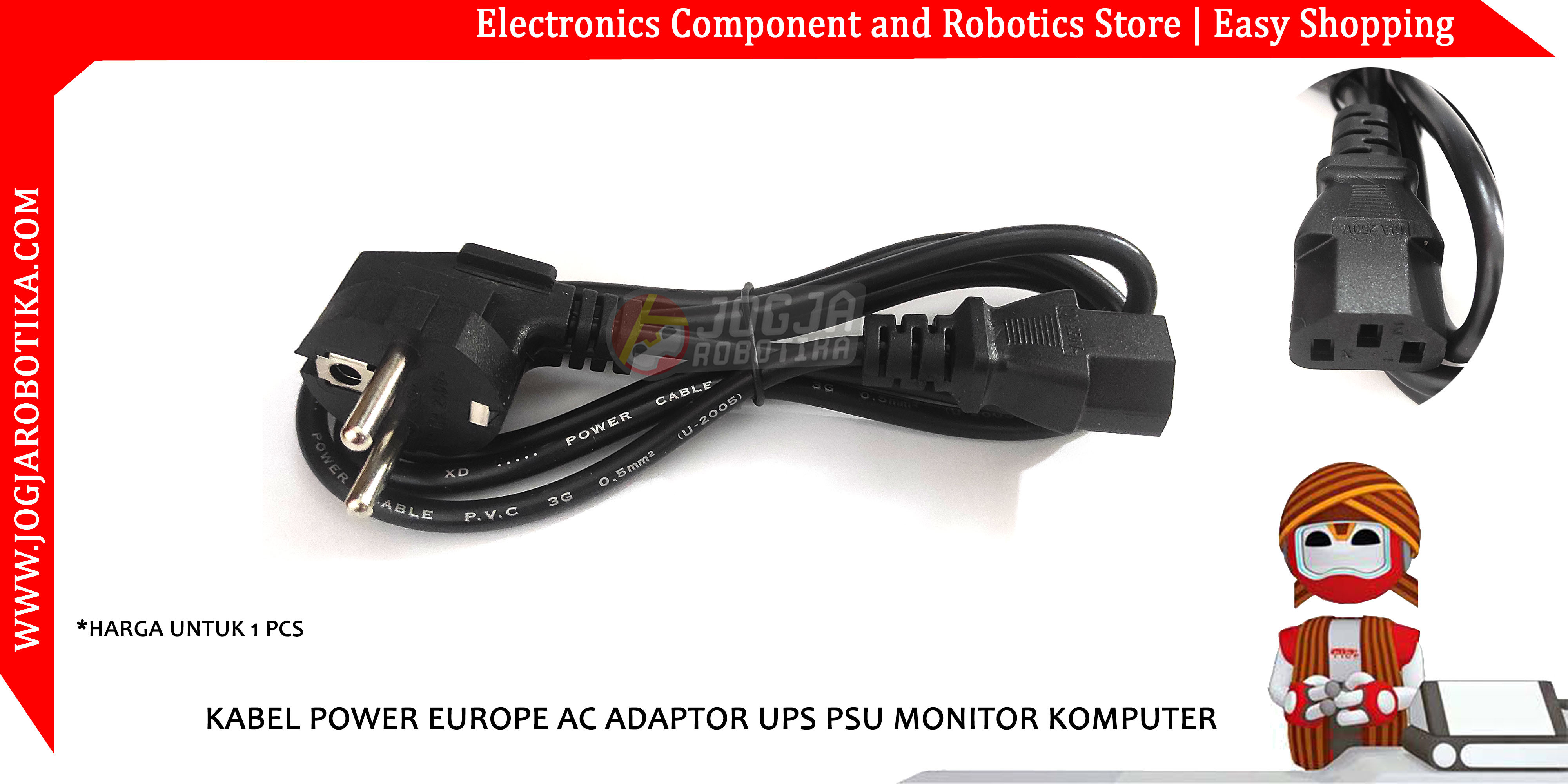 KABEL POWER EUROPE AC ADAPTOR UPS PSU MONITOR KOMPUTER