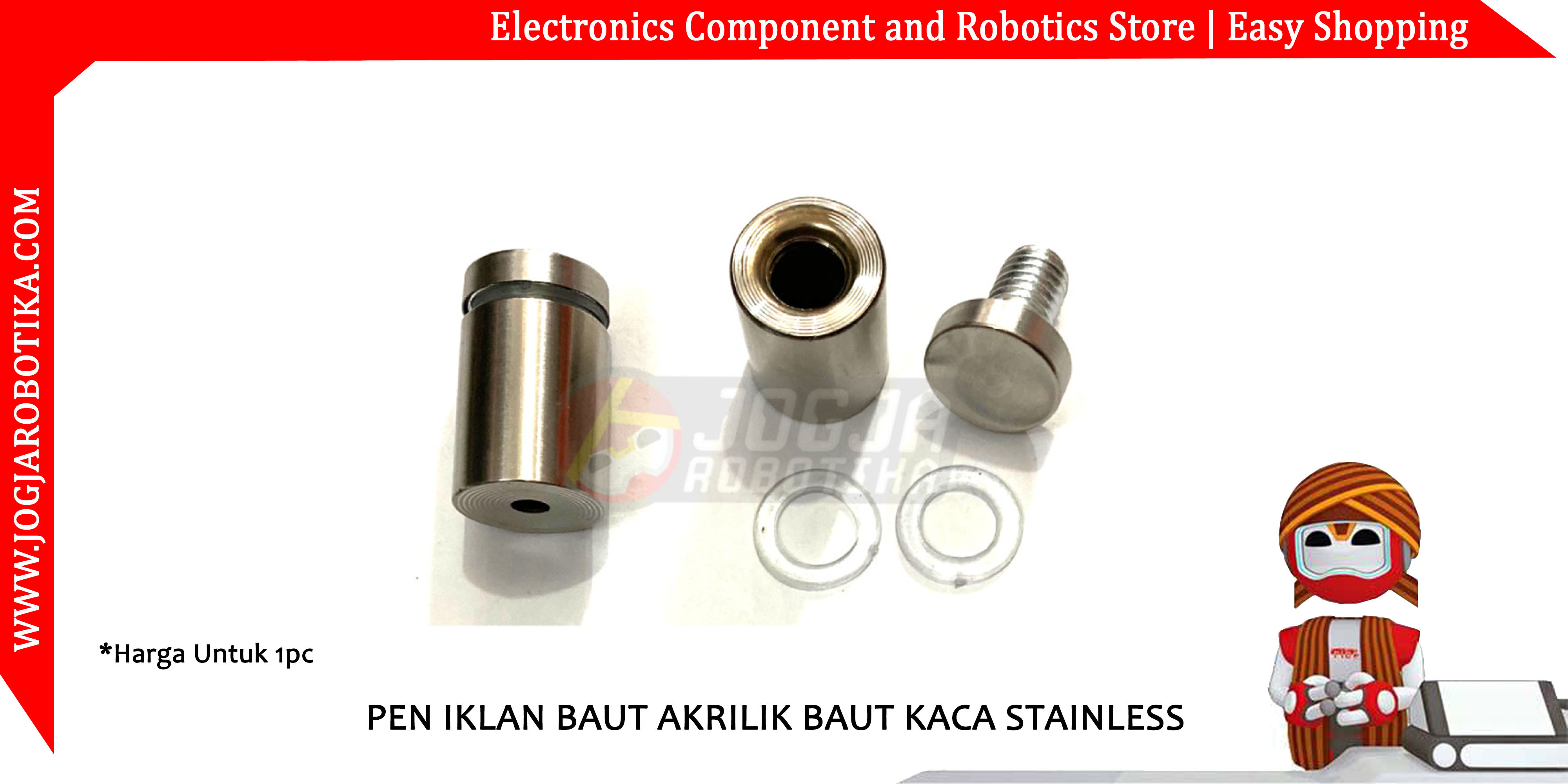 PEN IKLAN BAUT AKRILIK BAUT KACA STAINLESS - (19X50)MM