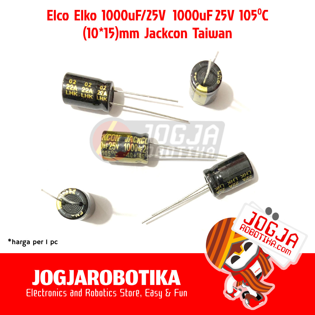 Elco Elko 1000uF/25V 1000uF 25V 10x15mm 105C Jackcon Taiwan