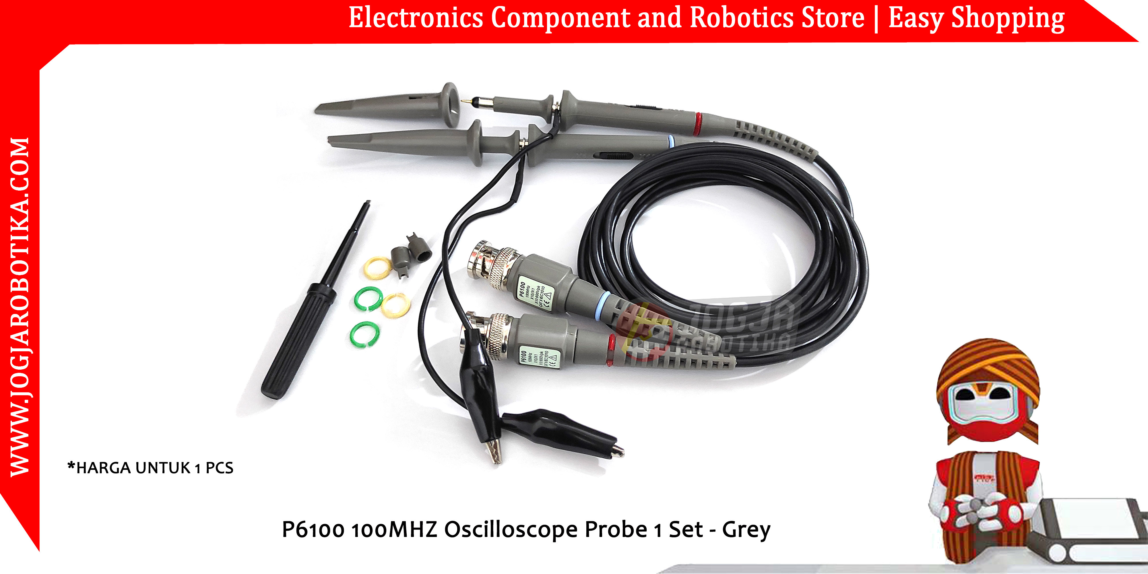 P6100 100MHZ Oscilloscope Probe 1 Set - Grey