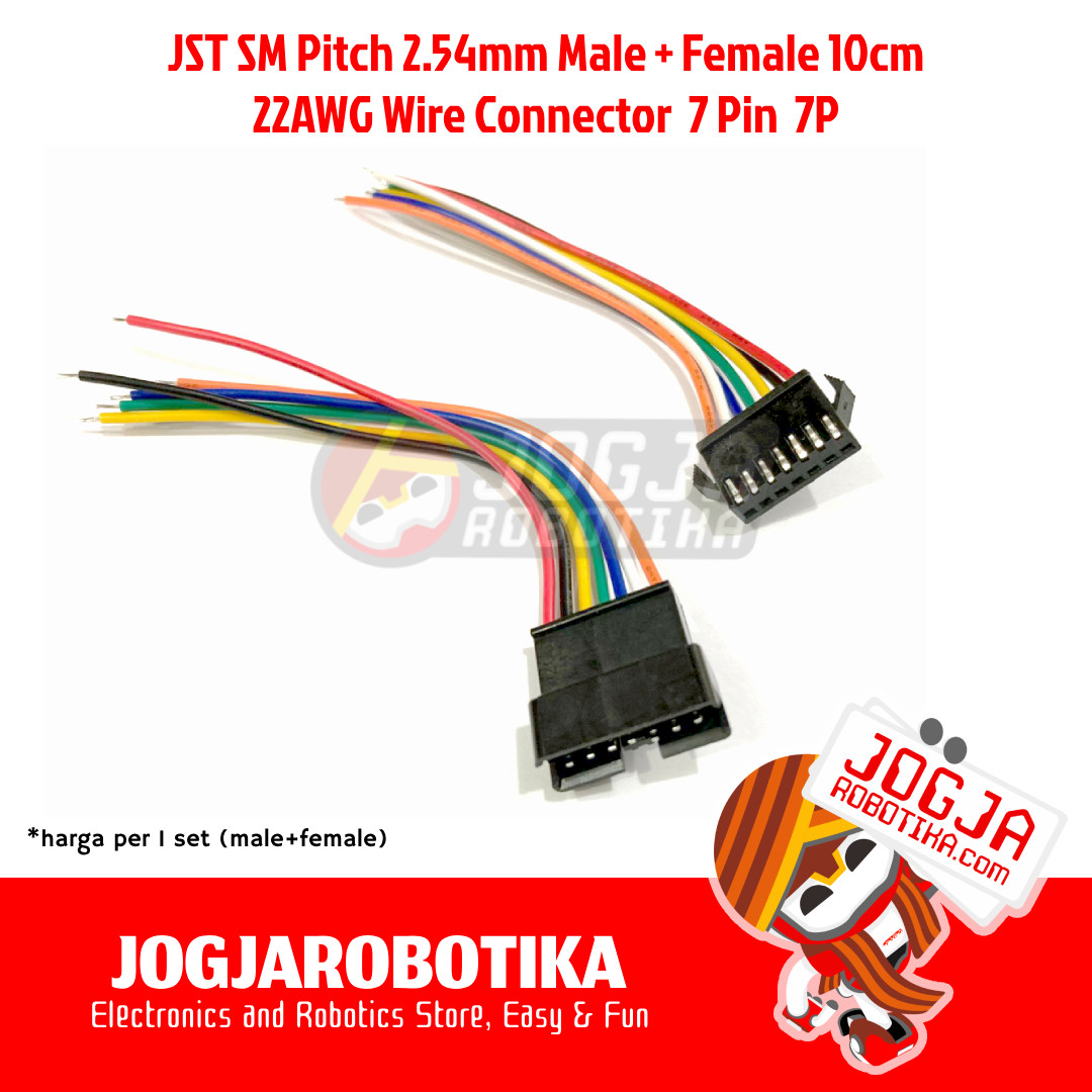 JST SM Pitch 2.54mm Male Female 10cm 22AWG Wire Connector 7 Pin 7P