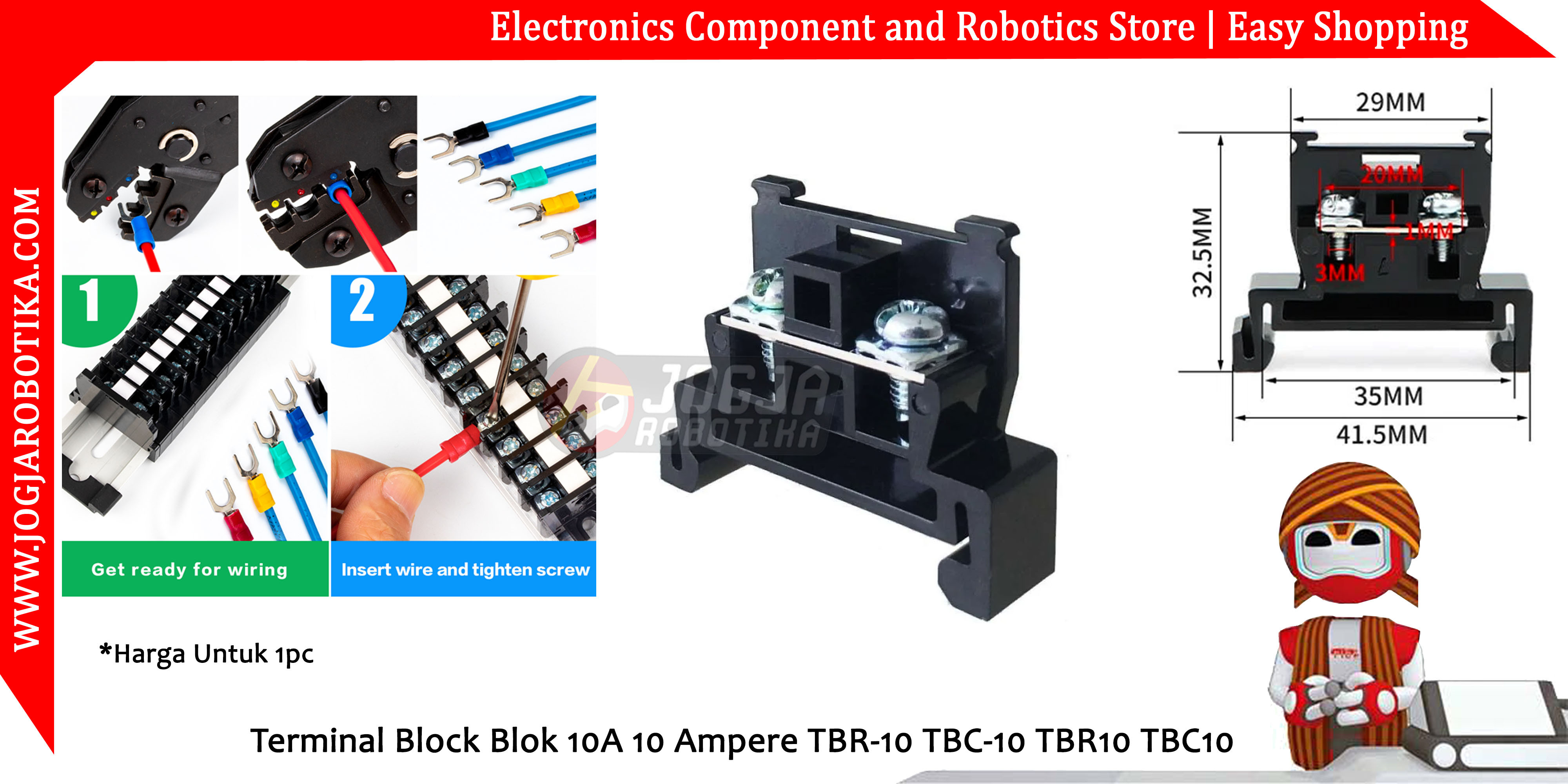 Terminal Block Blok 10A 10 Ampere TBR-10 TBC-10 TBR10 TBC10