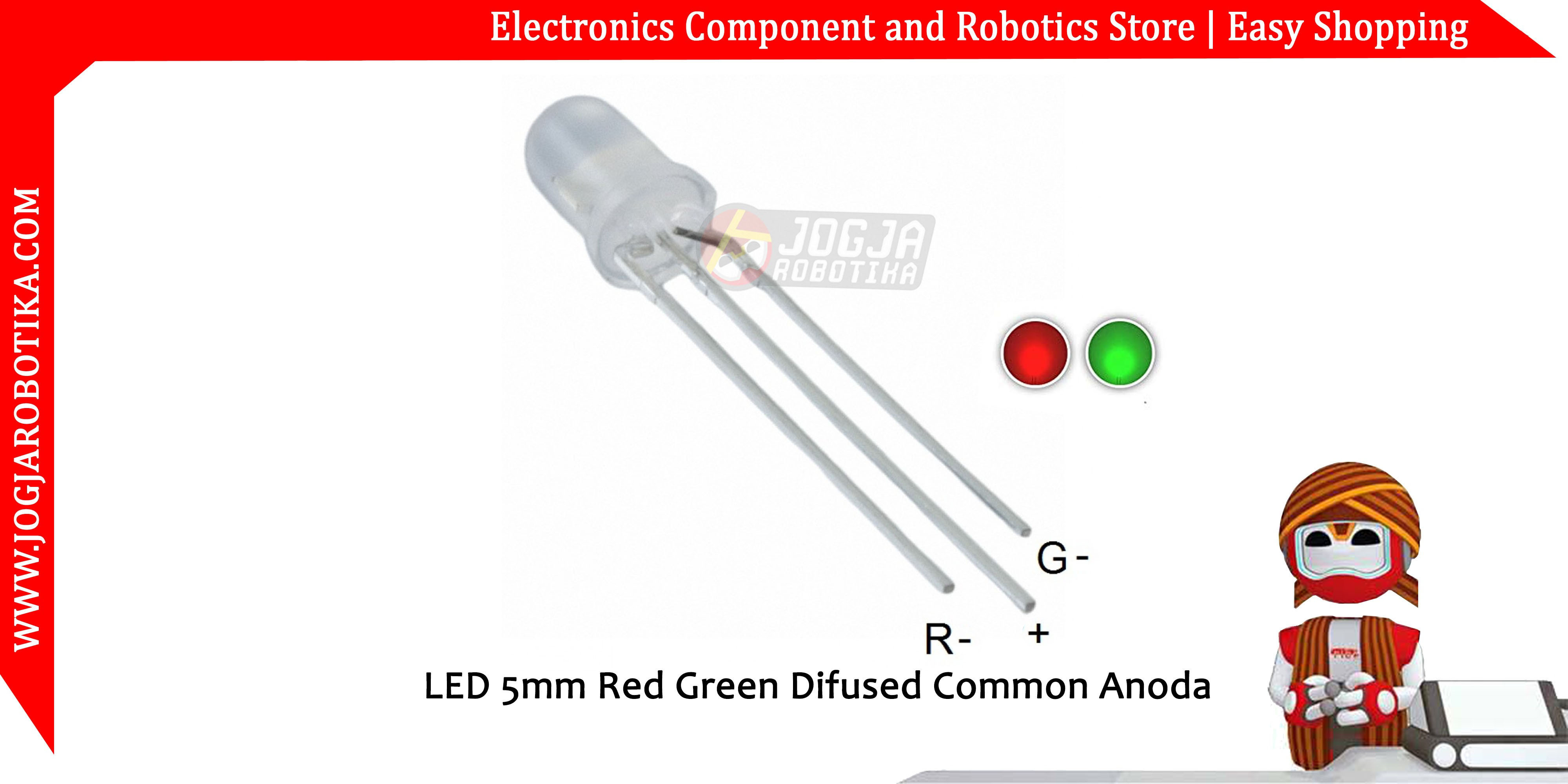 LED Bicolor 5mm Red Green Diffused Common Anoda