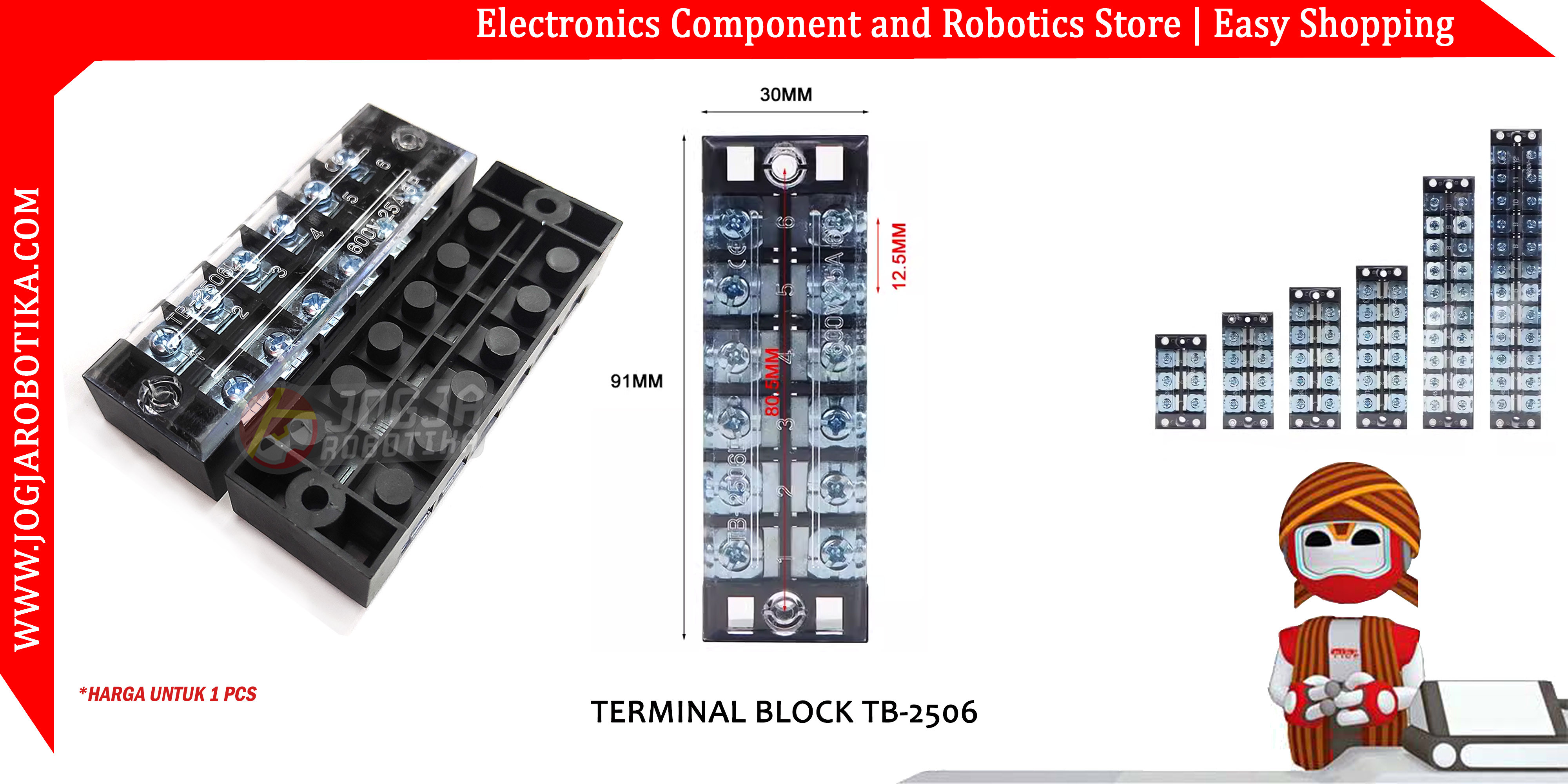 Terminal Block Blok 600V 25A TB-2506