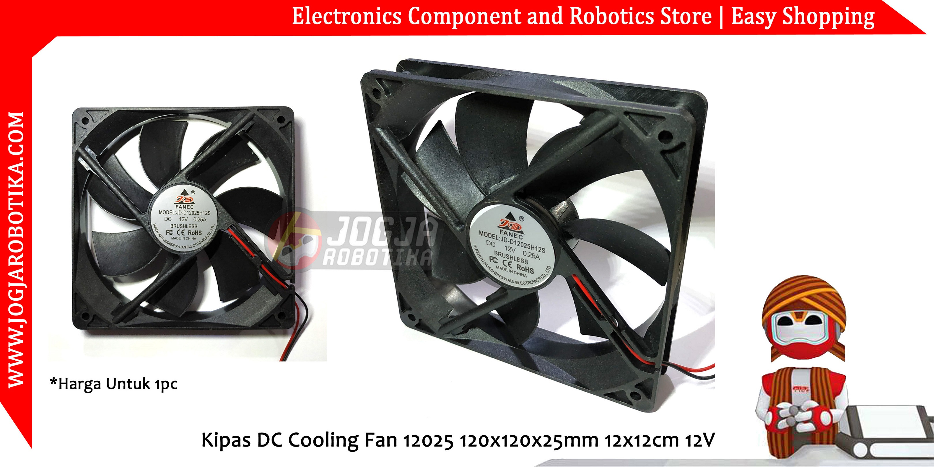Kipas DC Cooling Fan 12025 120x120x25mm 12x12cm 12V
