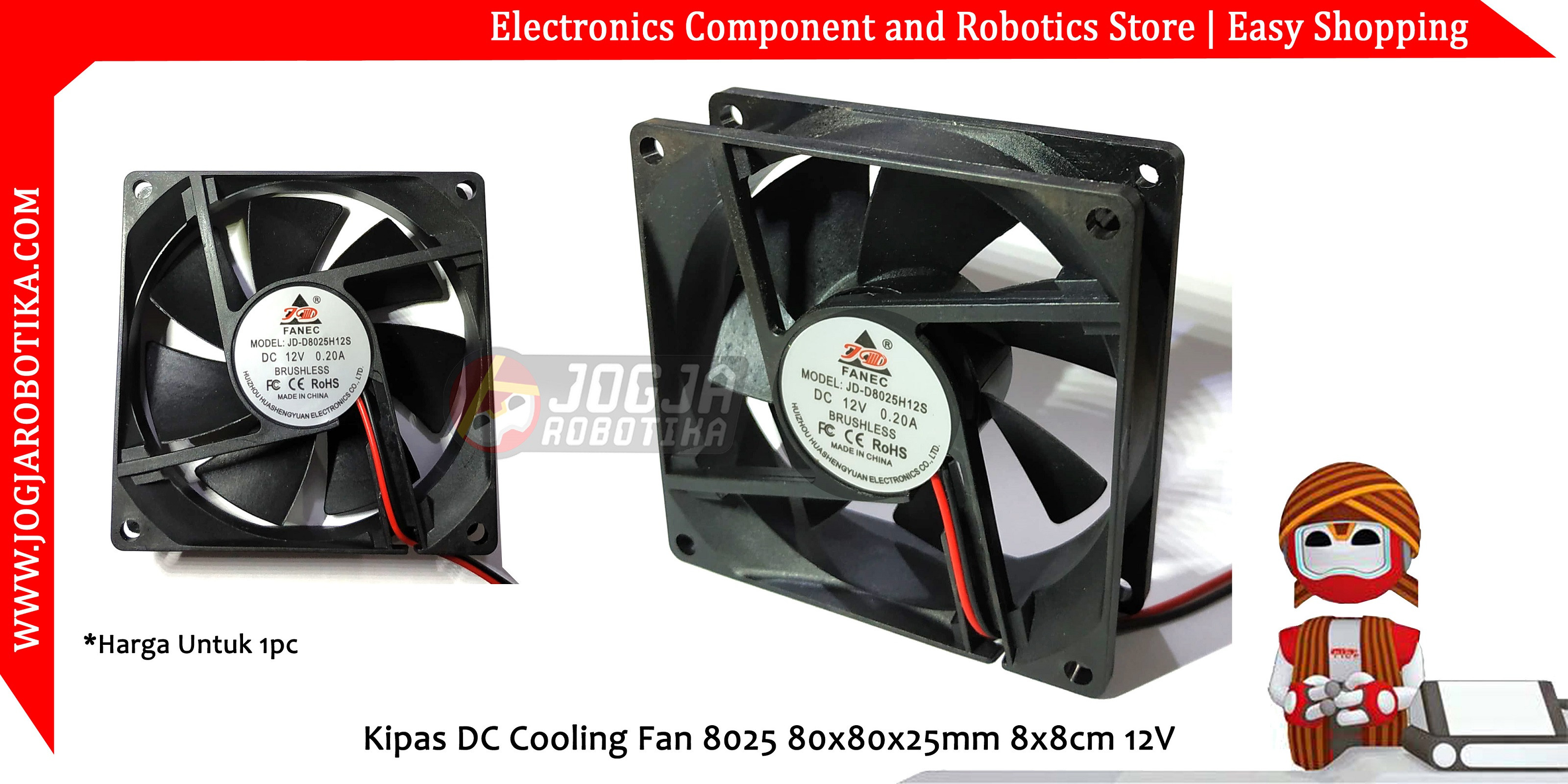 Kipas DC Cooling Fan 8025 80x80x25mm 8x8cm 12V