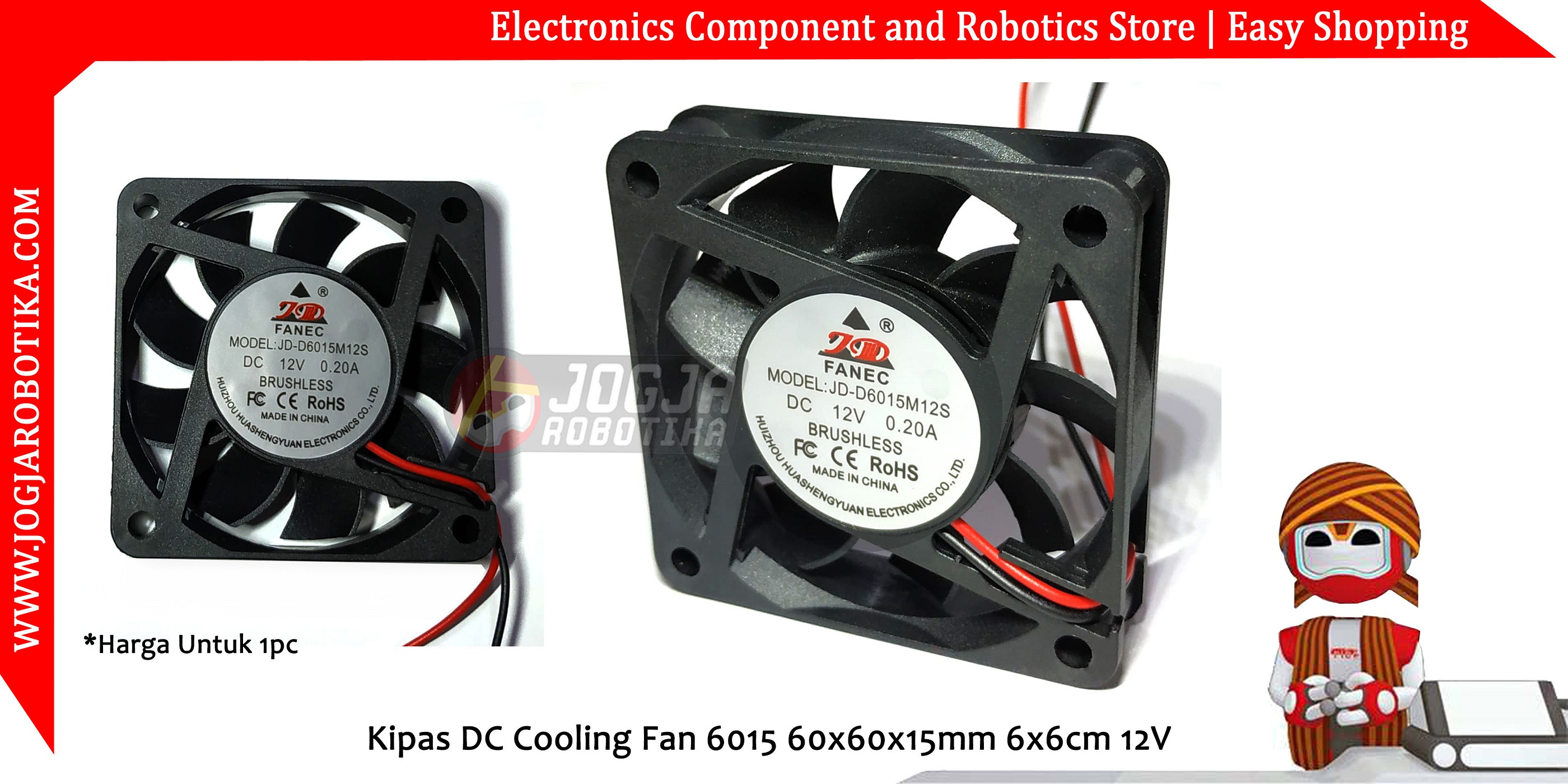 Kipas DC Cooling Fan 6015 60x60x15mm 6x6cm 12V