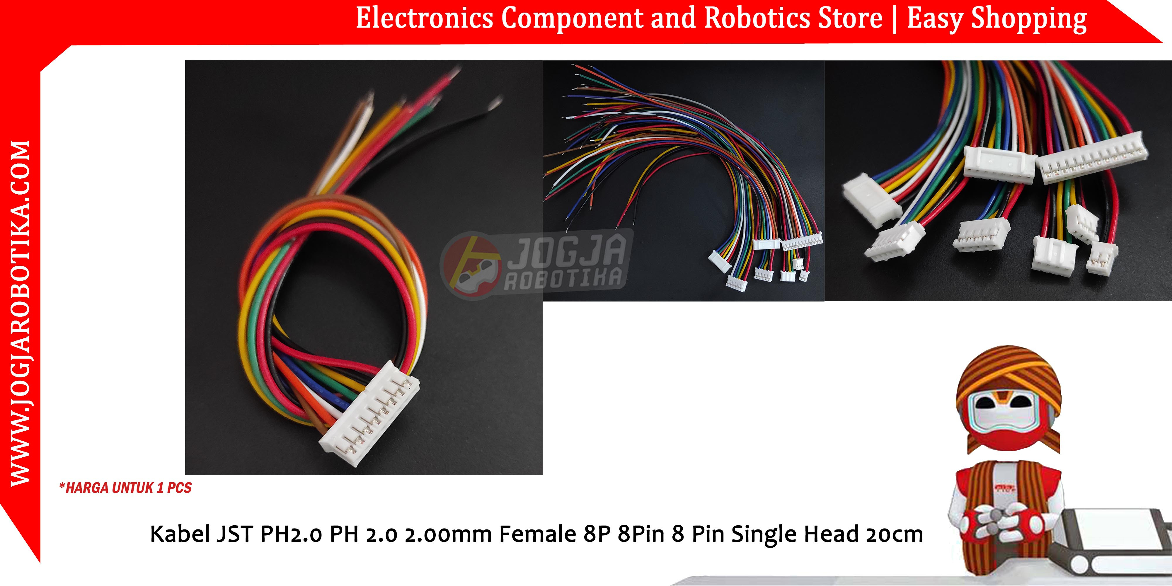 Kabel JST PH2.0 PH 2.0 2.00mm Female 8P 8Pin 8 Pin Single Head 20cm