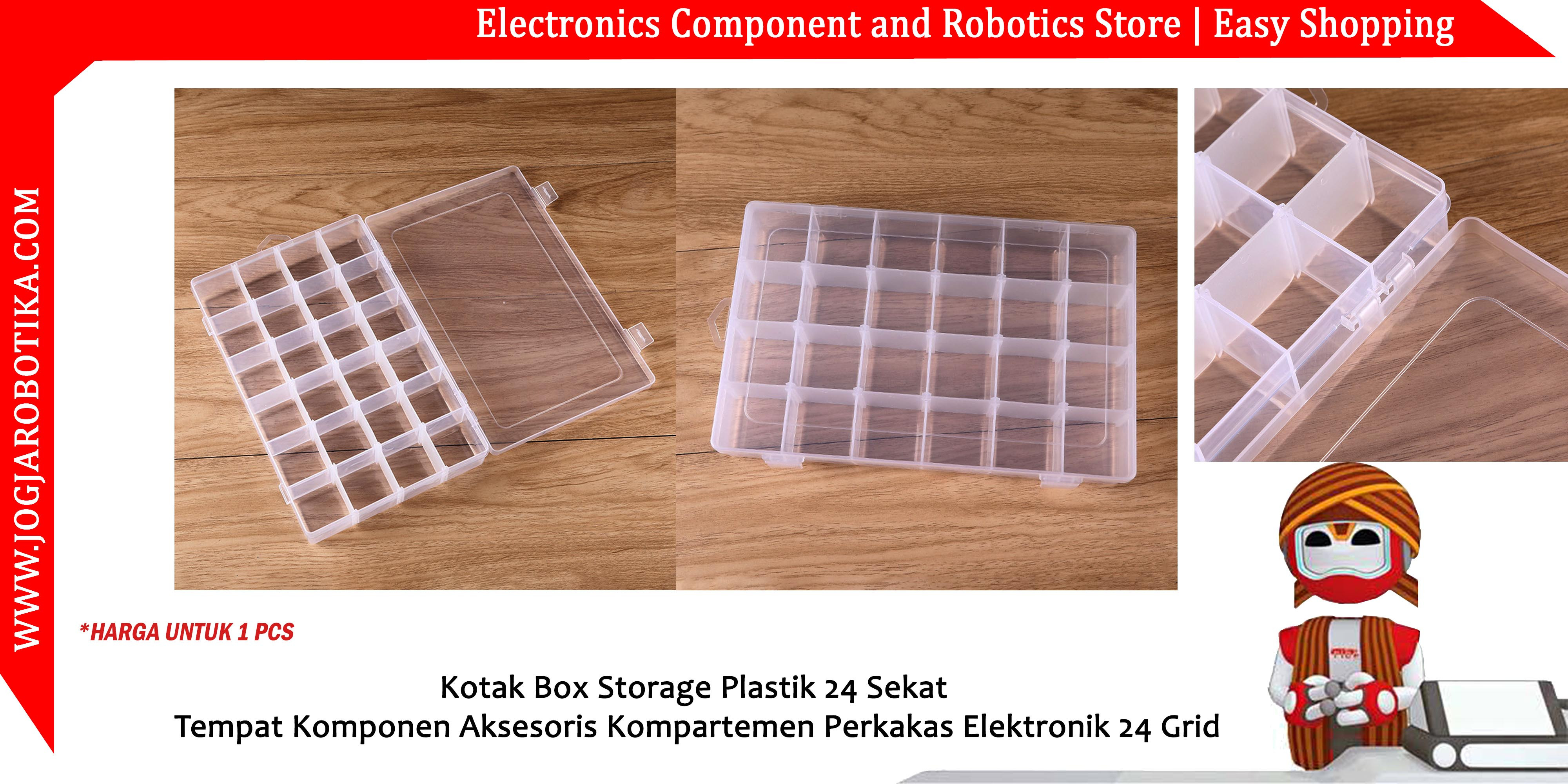Kotak Box Storage Plastik 24 Sekat Tempat Komponen Aksesoris Kompartemen Perkakas Elektronik 24 Grid